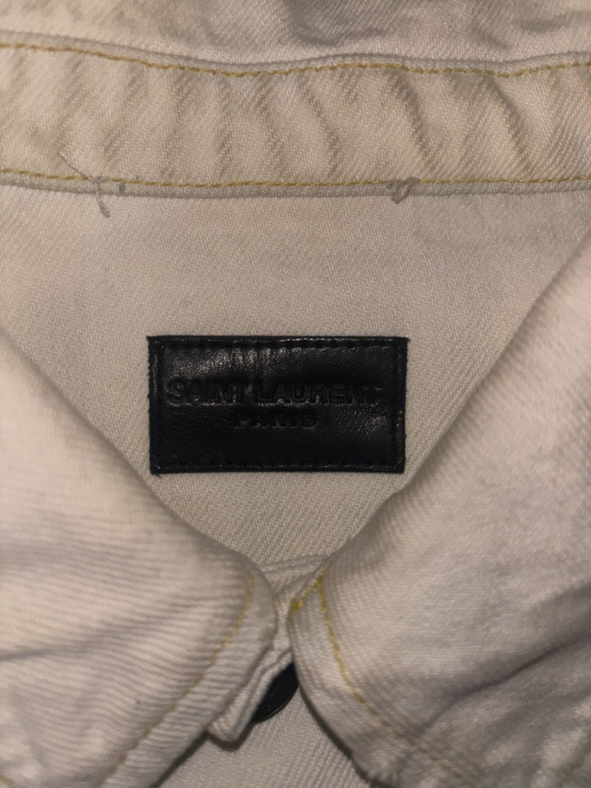 Saint Laurent Paris Saint Laurent White Denim Trucker Jacket Size XXL / US 16-18 / IT 52-54 - 4 Thumbnail