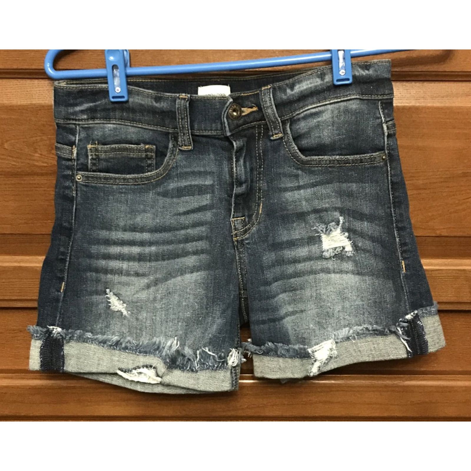Vintage Sneak Peek Shorts Size S W27-28 Stretch Mid Rise Cuffed Distressed Denim Blue 5-Pocket Casual Men? Womens? (adjust) Size 28" / US 6 / IT 42 - 2 Thumbnail