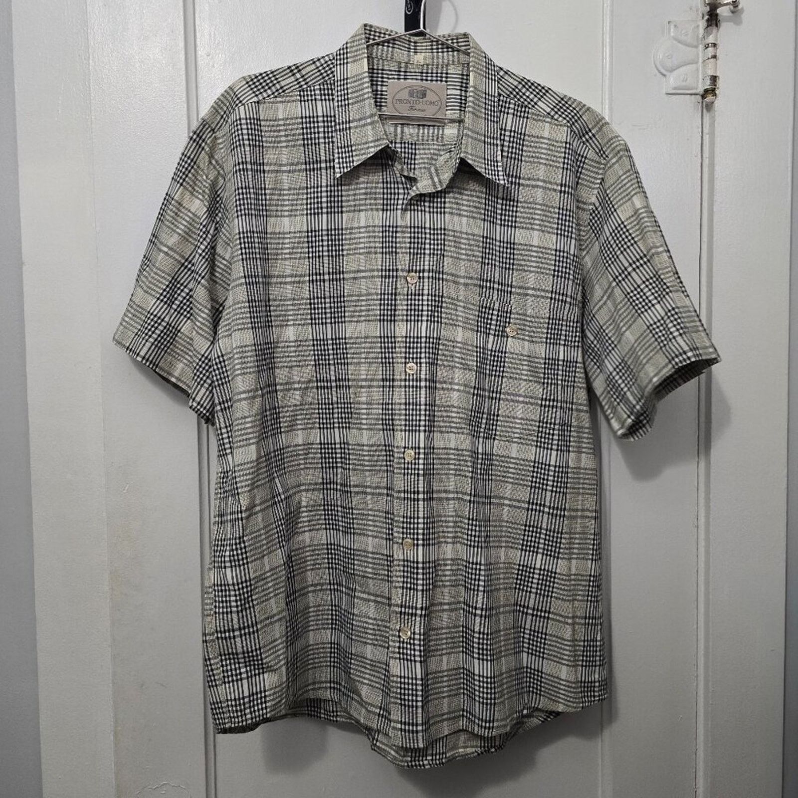 Pronto Uomo Pronto Uomo Firenze Glen Plaid Short Sleeve Made in Italy Size US XL / EU 56 / 4 - 1 Thumbnail