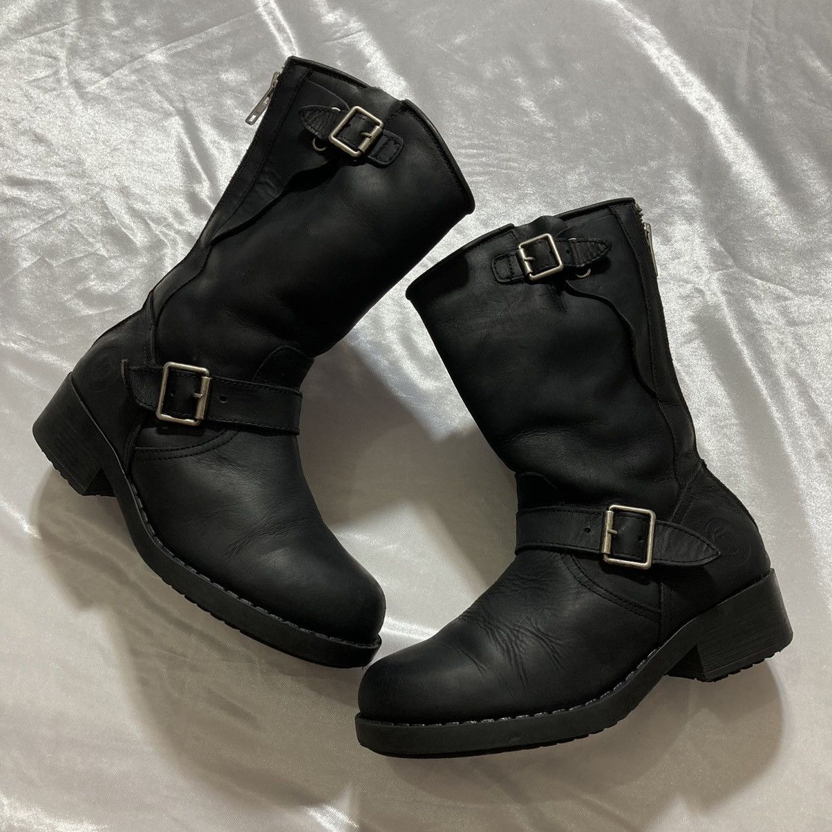 Dirk Bikkembergs JOHNNY BULLS - Western Leather Biker Boots Bondage Zip Back Size US 5 / EU 37 - 3 Thumbnail