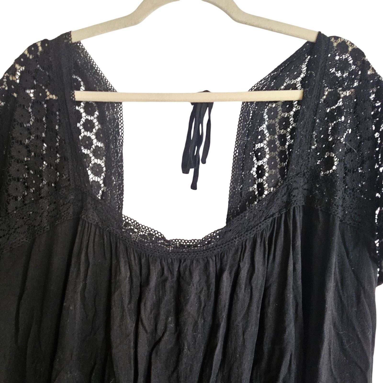 Corridor Torrid Womens Blouse Black Lace Slub Pullover 6X Stretch Size 4XL / US 24-26 - 4 Thumbnail