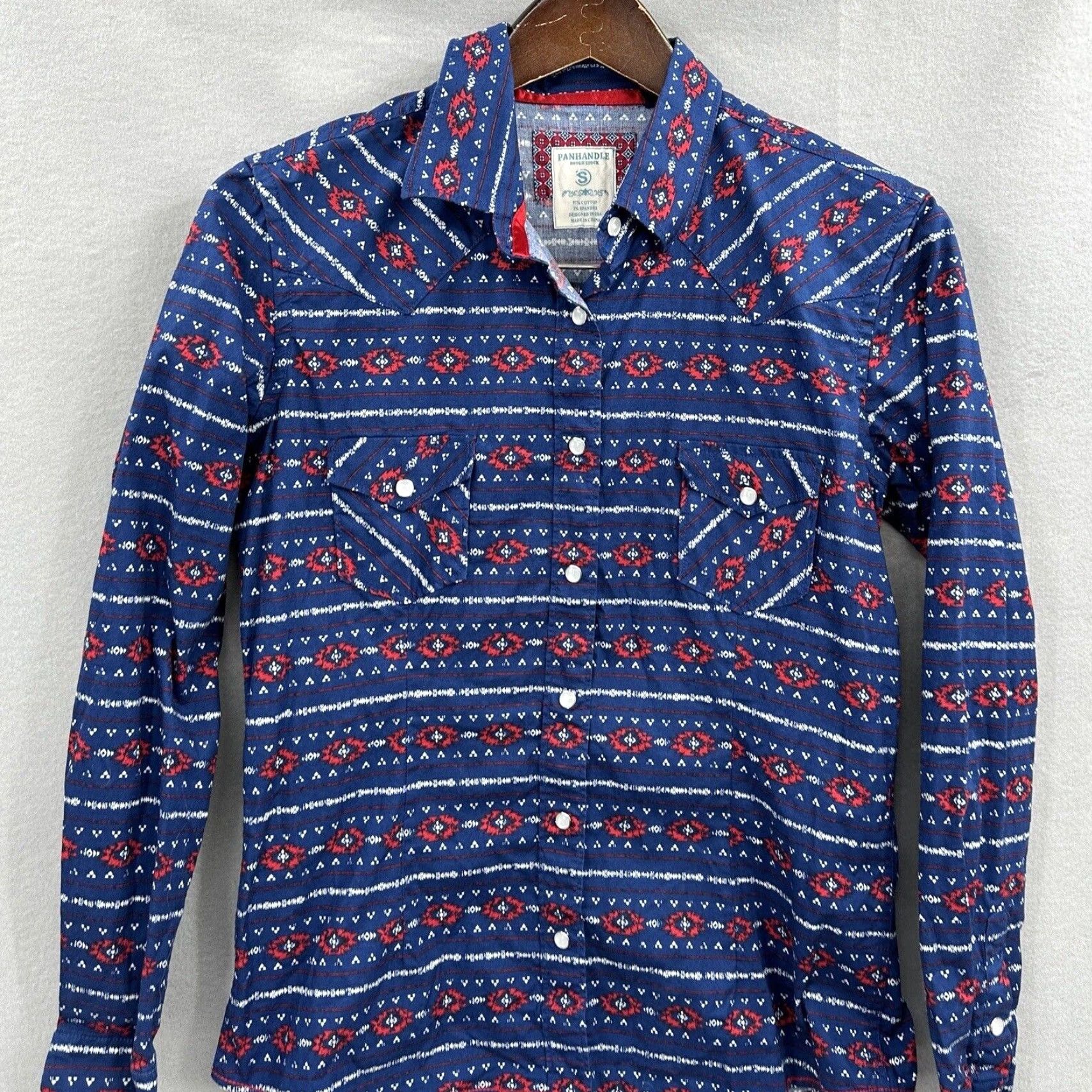 Vintage Panhandle Slim Western Shirt Womens Small Blue Aztec Cowgirl Snap Closure Casual Size S / US 4 / IT 40 - 2 Thumbnail