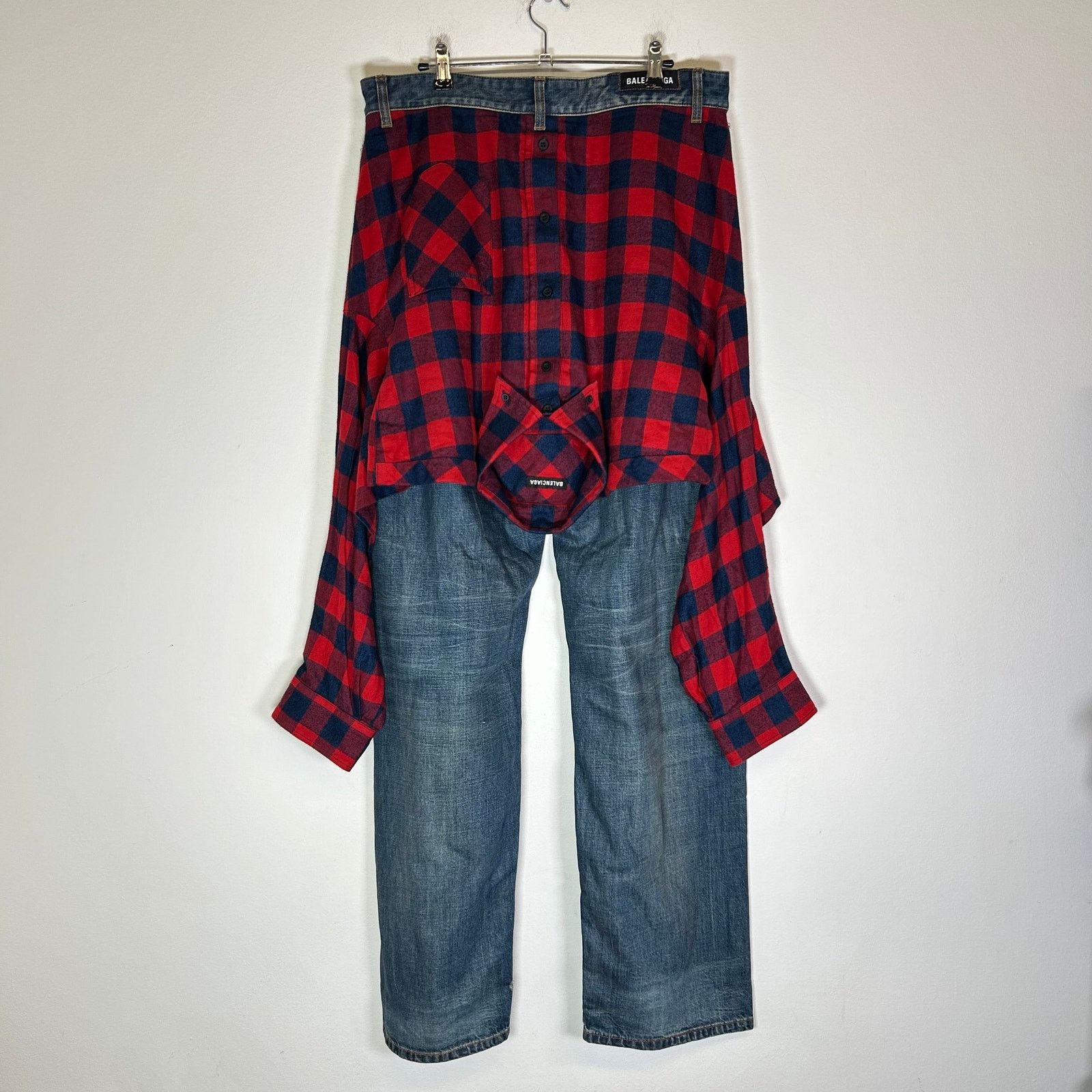 Balenciaga Balenciaga SS21 Hybrid Flannel Shirt Denim Jeans Size US 34 / EU 50 - 2 Thumbnail