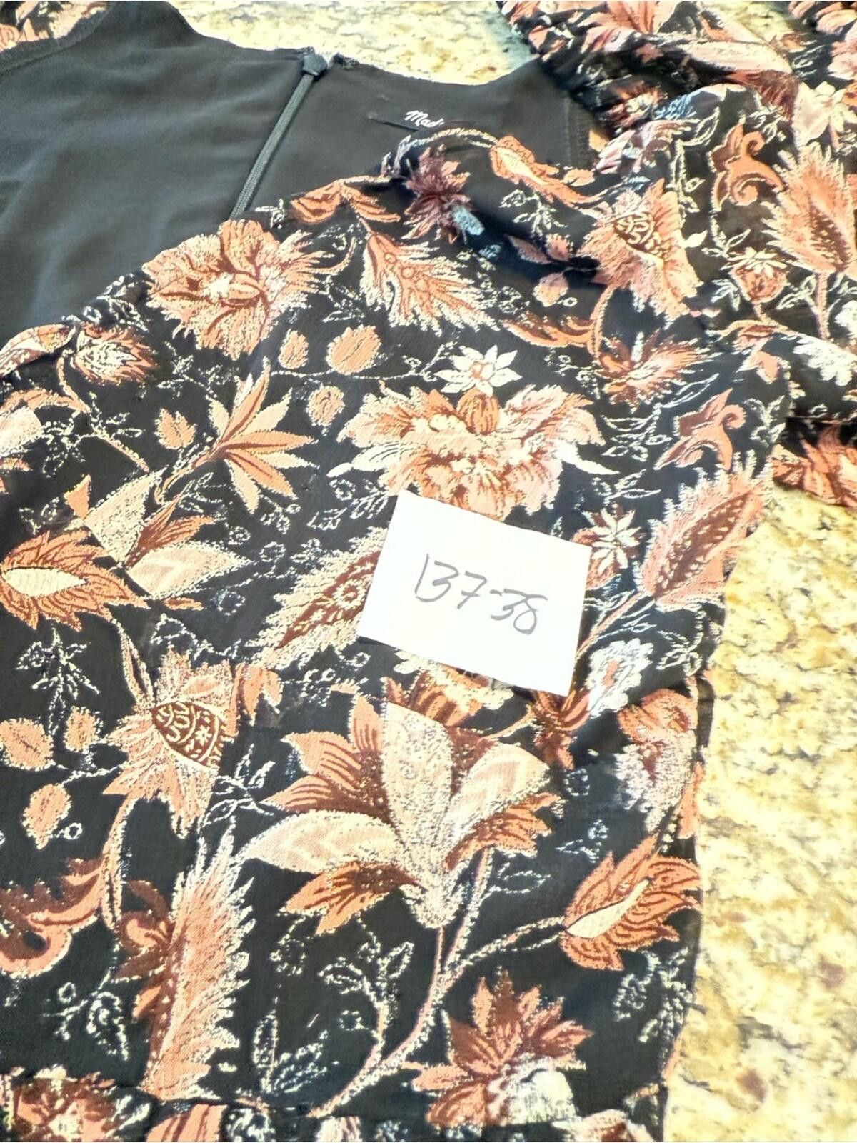 Other Madewell floral midi dress V neck ruffled hem black tan SZ 6 Size M / US 6-8 / IT 42-44 - 10 Thumbnail