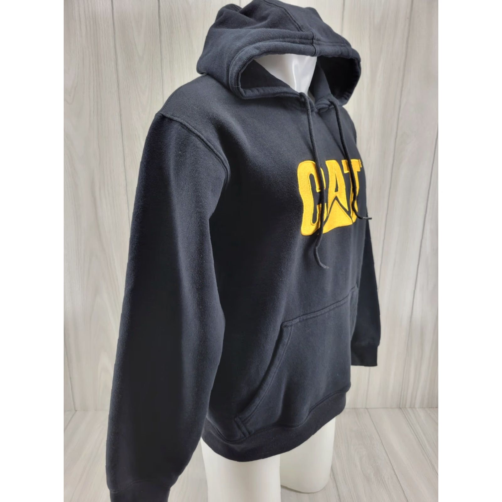 Vintage CAT Hoodie Adult Large Heavy Embroidered Sweatshirt Pullover Mens Black Cotton Polyester Size US L / EU 52-54 / 3 - 5 Thumbnail