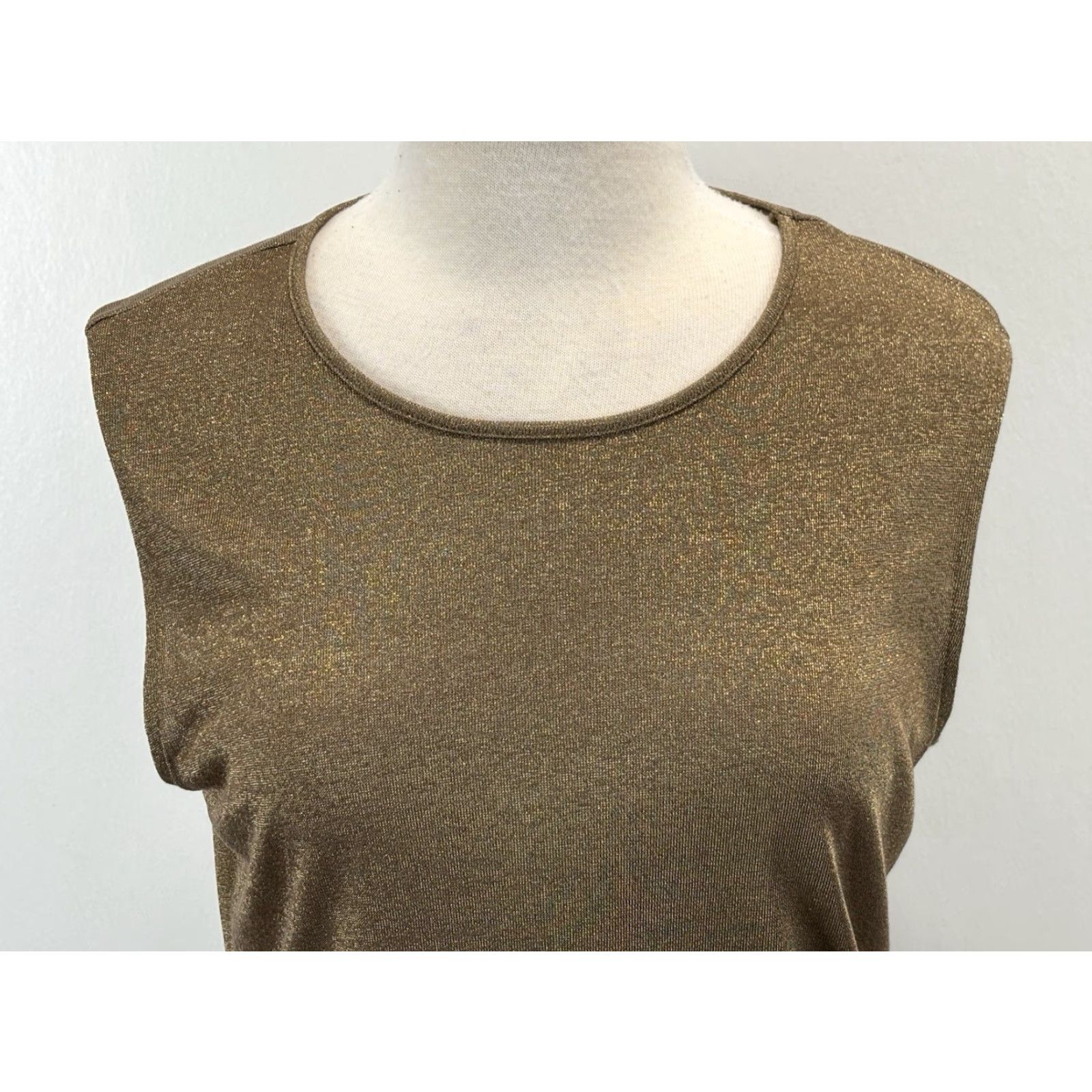 Ralph Lauren Lauren Ralph Lauren Knit Sleeveless Top Women’s XL Gold Metallic Stretch Tank Kidney? Size XL / US 12-14 / IT 48-50 - 5 Thumbnail