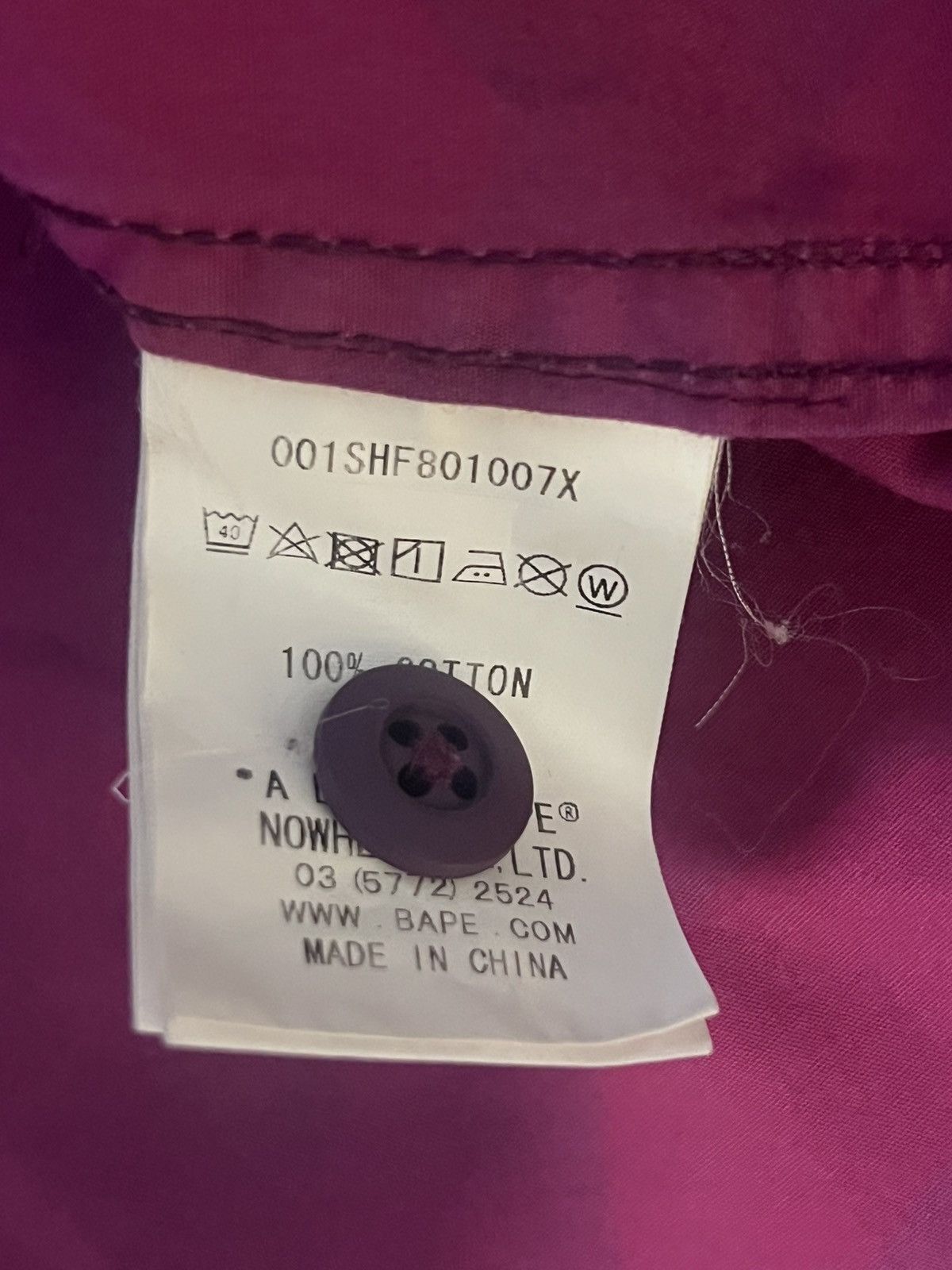 Bape Rare BAPE A Bathing Ape Purple Camo Shark Button Shirt Size US XL / EU 56 / 4 - 10 Thumbnail