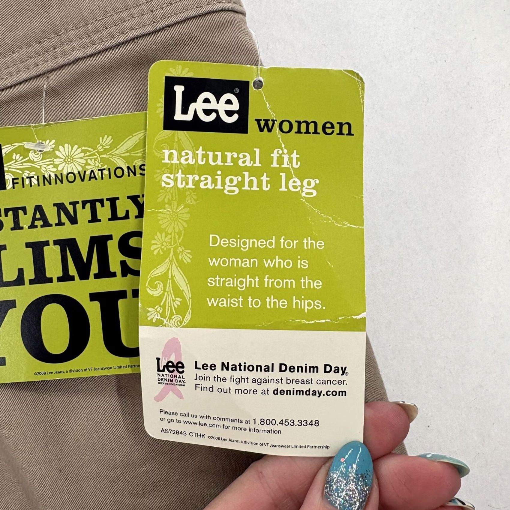 Lee Lee Womens Pants Khakis 22W Beige Natural Fit Straight Leg Elastic Waist Pockets Twill Slimming Stretch Casual Size 40" / US 18 - 6 Thumbnail