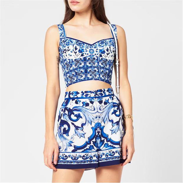 Dolce & Gabbana o1g2r1mq1024 Bustier Top in Blue & White Size M / US 6-8 / IT 42-44 - 4 Thumbnail