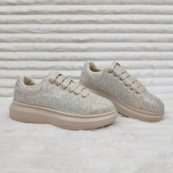 Other Cush Baby Nude Beige Rhinestone Sneakers Tennis Shoes (US Sh Size US 6 / IT 36 - 3 Thumbnail