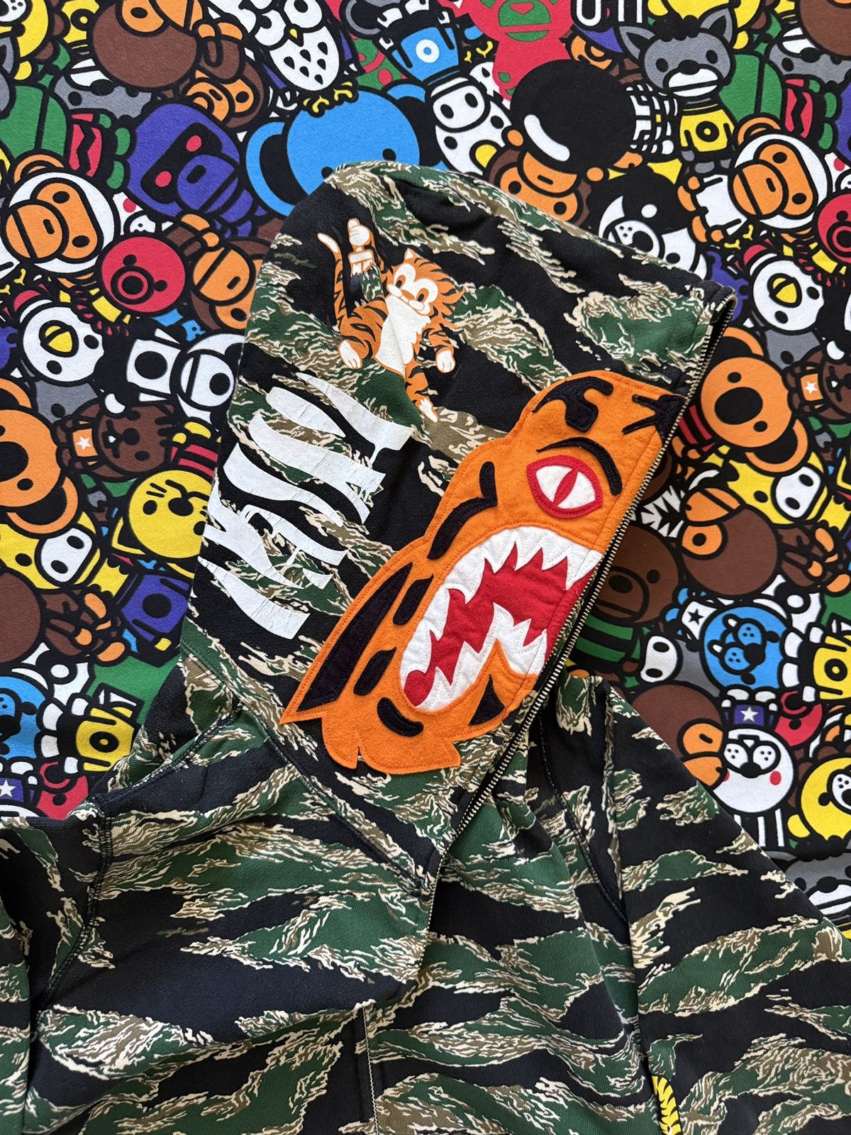 A Bathing Ape Green Camo Tiger Hoodie