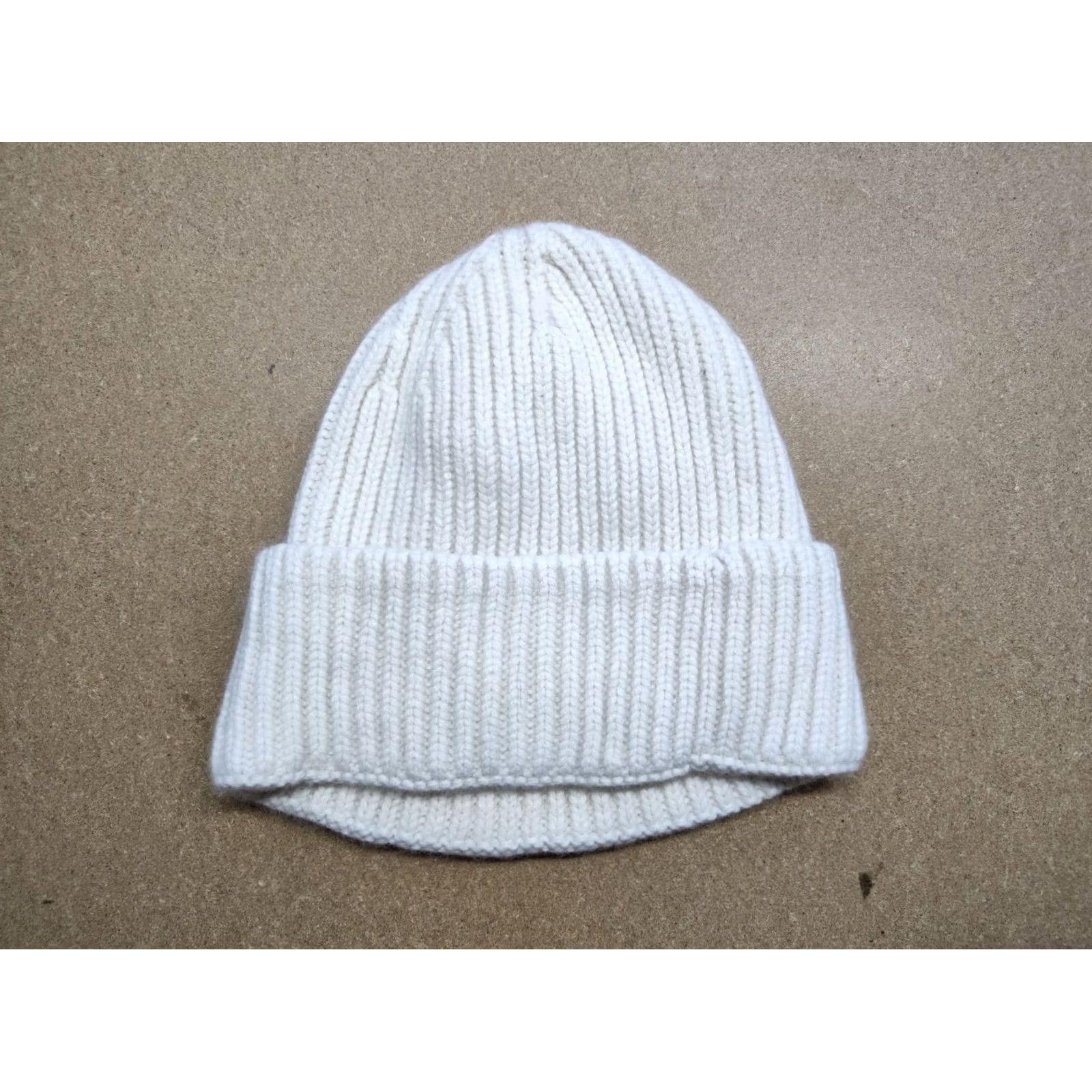 Vintage UNIO Hamburg Beanie Hat One Size Cuffed Ribbed Plain White Warm Knit Thermal Beanie Mens Womens Adults White Knit Thermal Size ONE SIZE - 2 Thumbnail