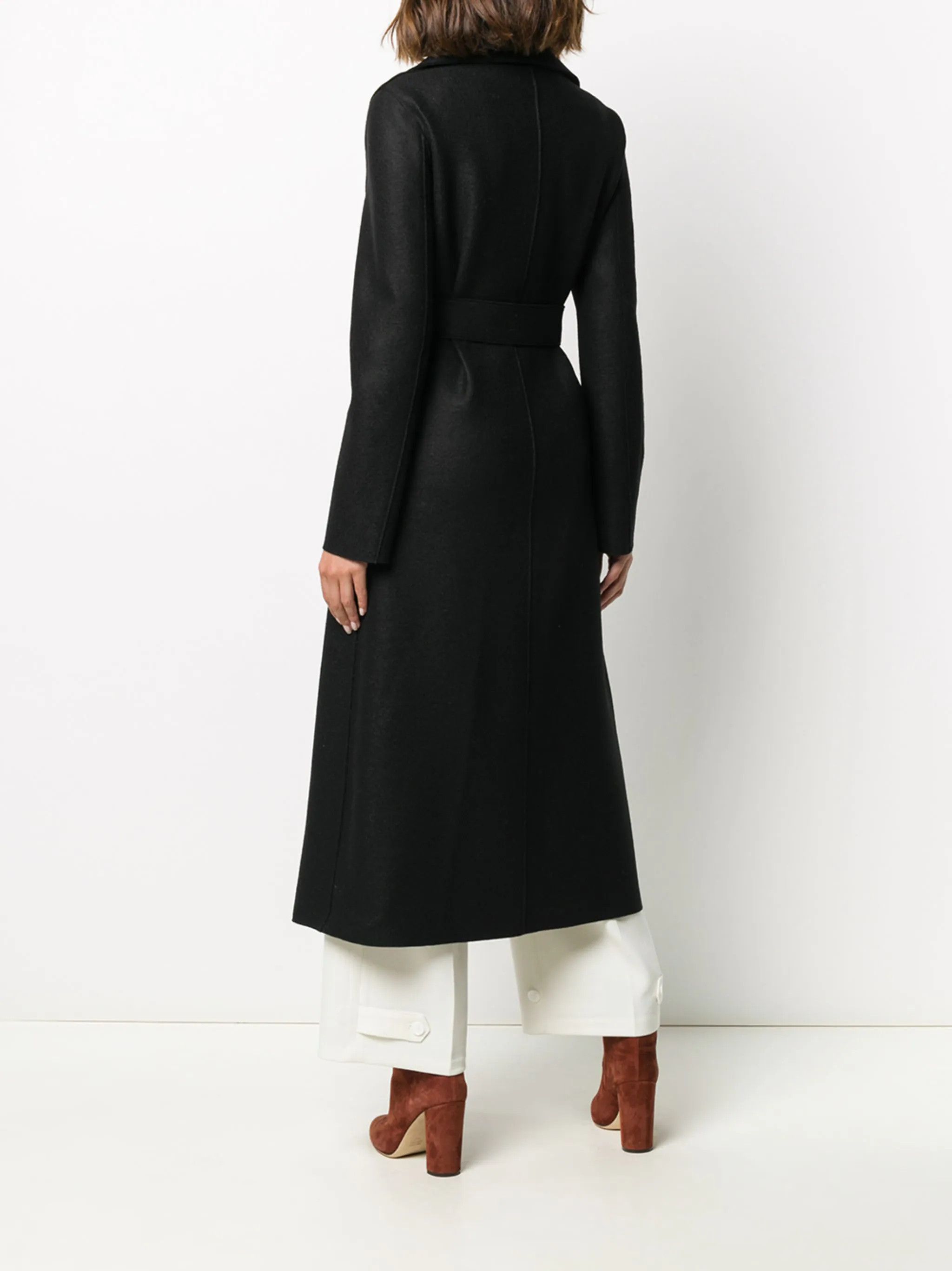Harris Wharf London o1s22i1n1024 Pressed Wool Long Coat in Black Size M / US 6-8 / IT 42-44 - 3 Thumbnail