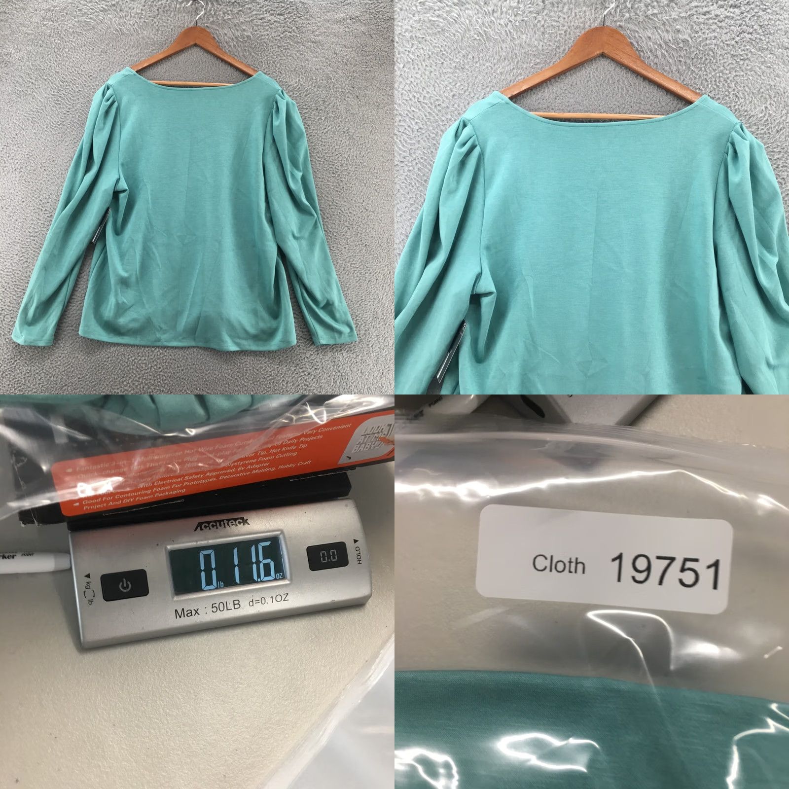 Worthington Worthington Square Neck Blouse Top Womens 1X Green Puff Long Sleeve Casual NEW Size XL / US 12-14 / IT 48-50 - 8 Thumbnail