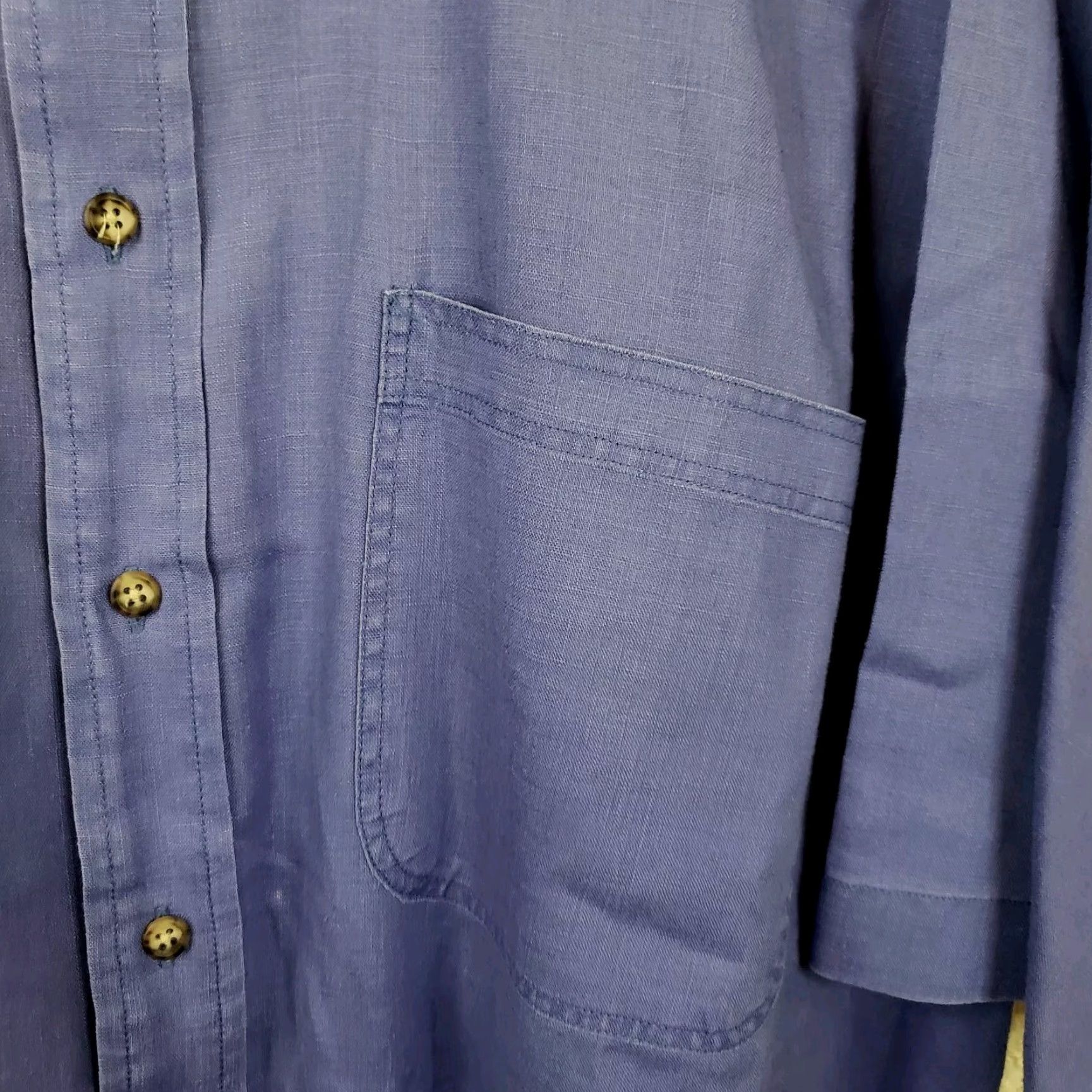 Country Road Country Road Shirt Men's L Blue Linen Plaid Button Up Short Sleeve Lightweight Size US L / EU 52-54 / 3 - 4 Thumbnail
