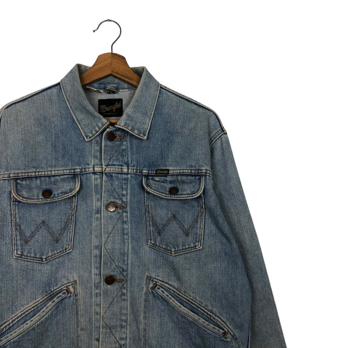 Wrangler 🔥14OZ BROKEN DENIM TRUCKER BIKER DENIM JACKET WRANGLER Size US M / EU 48-50 / 2 - 7 Thumbnail