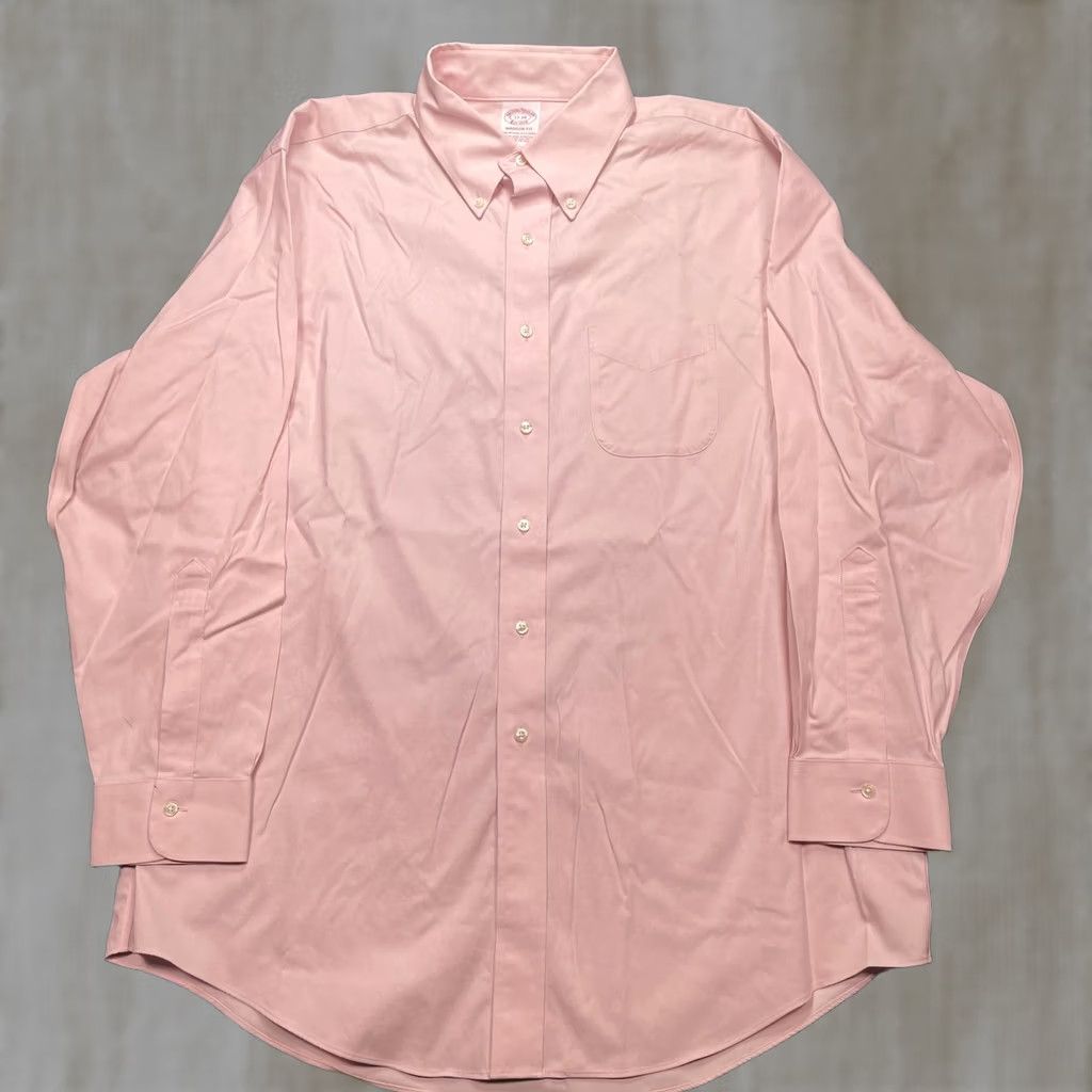 Brooks Brothers Brooks Brothers Shirt Mens XL 17 34 Pink Solid Non Iron Stretch Long Sleeve Button-Up Dress Shirt Size US XL / EU 56 / 4 - 1 Thumbnail