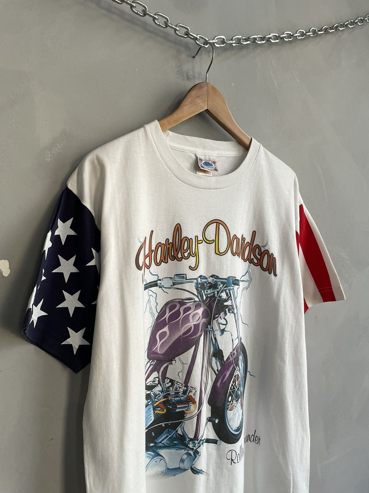 Harley Davidson Rare 3d emblem style harley davidson jersey y2k flames eagle Size US L / EU 52-54 / 3 - 3 Thumbnail