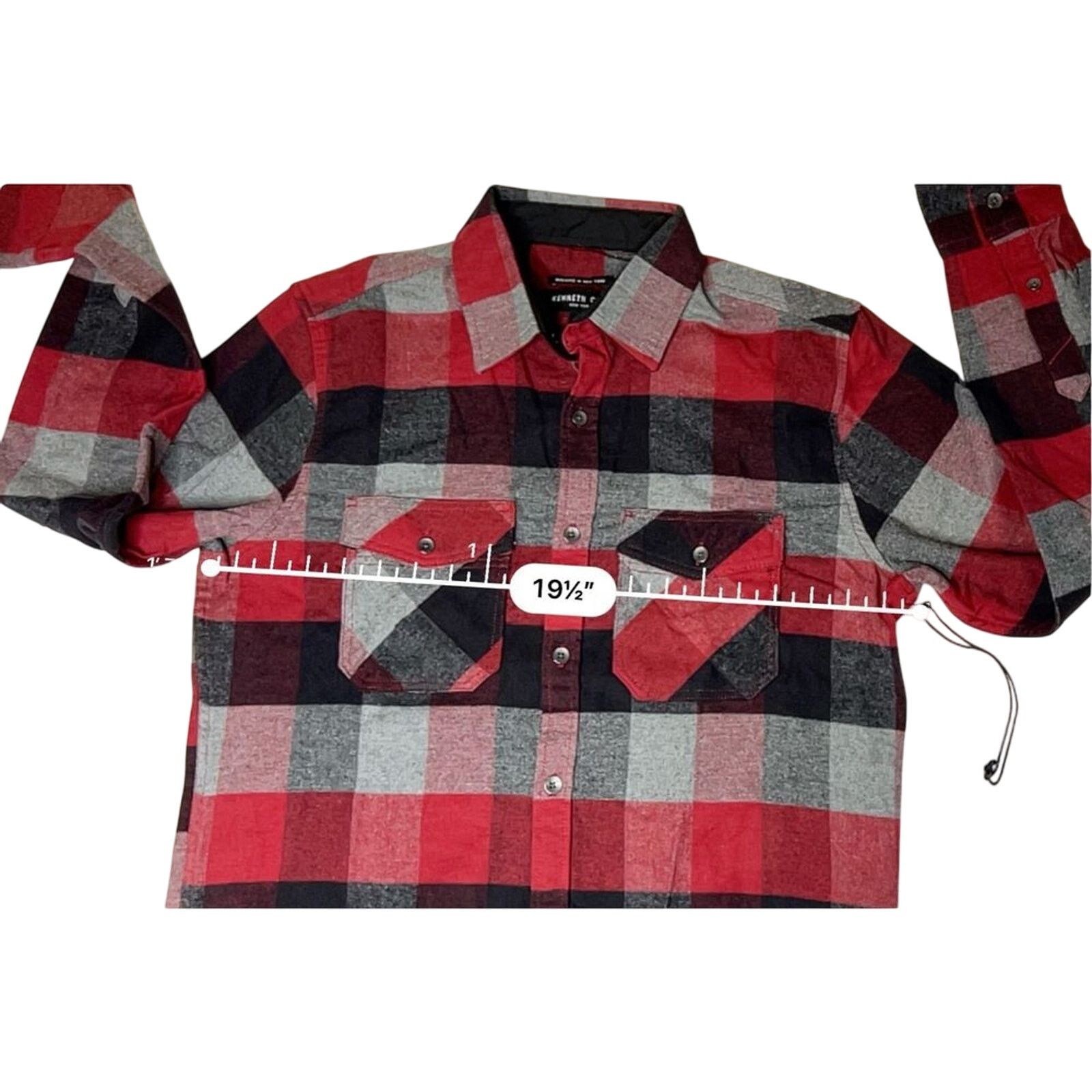 Kenneth Cole Kenneth Cole Slim Fit Stretch Red Flannel BU Shirt SMALL Size US S / EU 44-46 / 1 - 4 Thumbnail