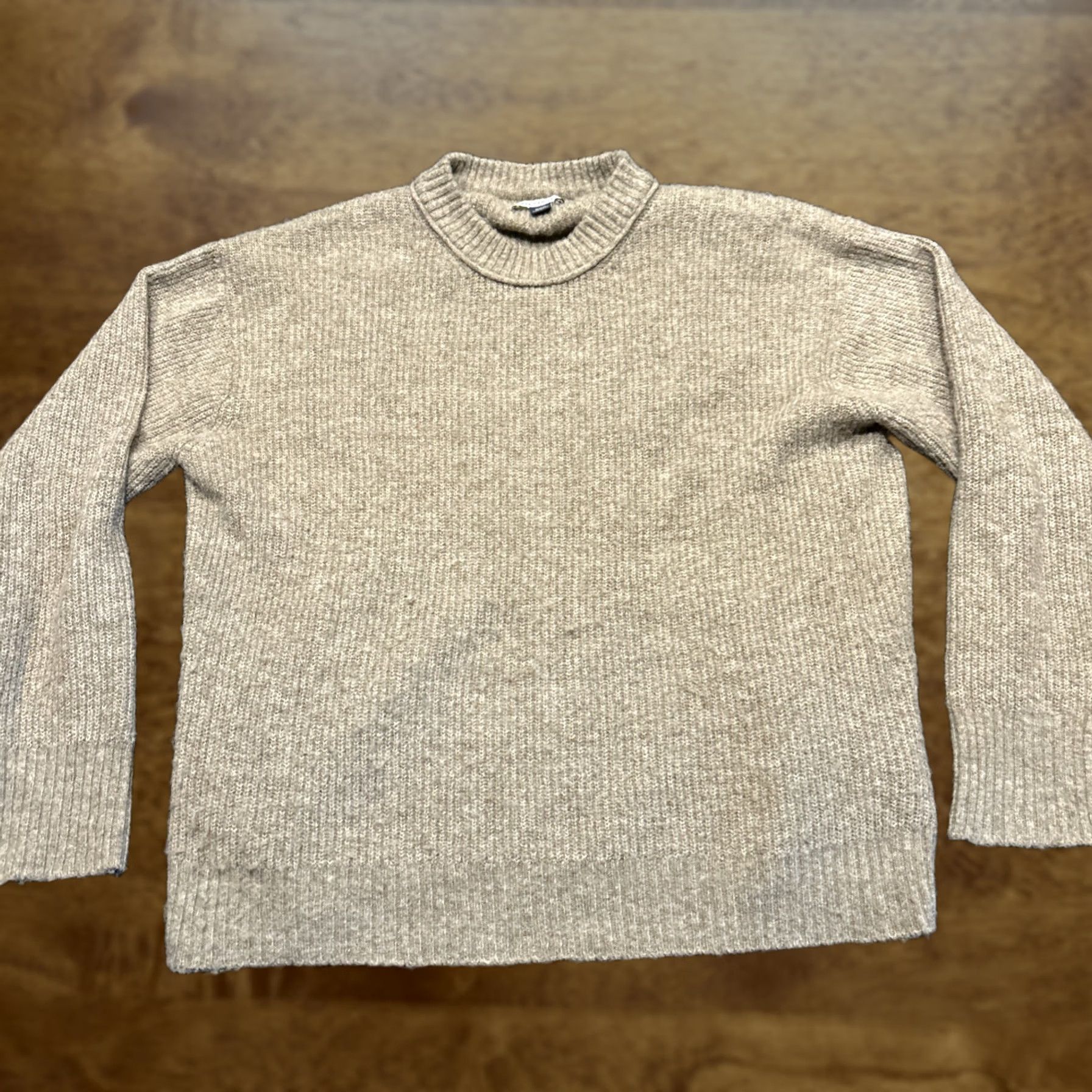 American Eagle Outfitters American Eagle Women’s M Sweater Light Brown Crew Neck Long Sleeve Knit Pullover Solid Lightweight M Size M / US 6-8 / IT 42-44 - 1 Thumbnail