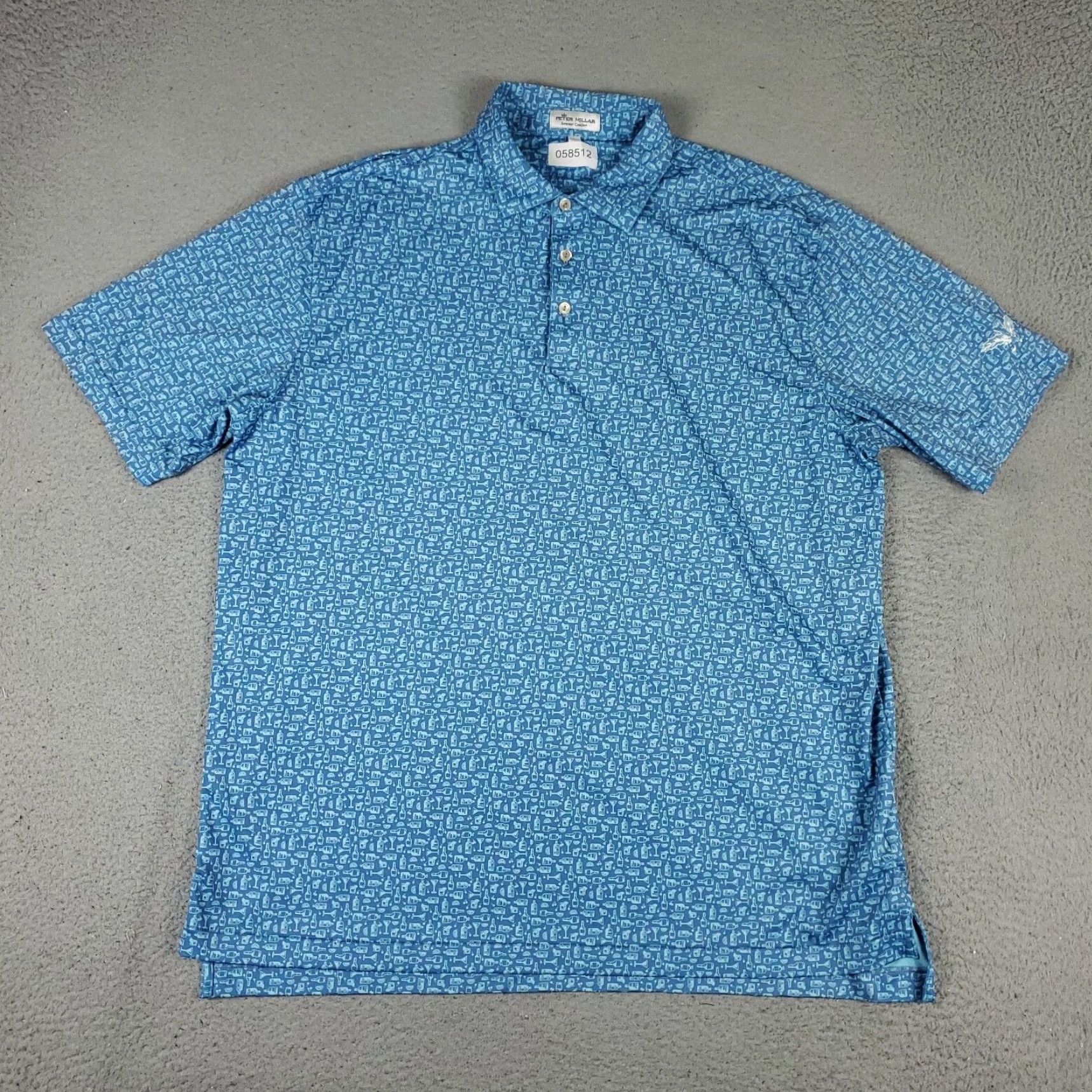 Peter Millar Peter Millar Polo Shirt Mens XL Blue Geometric Print Golf Activewear Size US XL / EU 56 / 4 - 2 Thumbnail