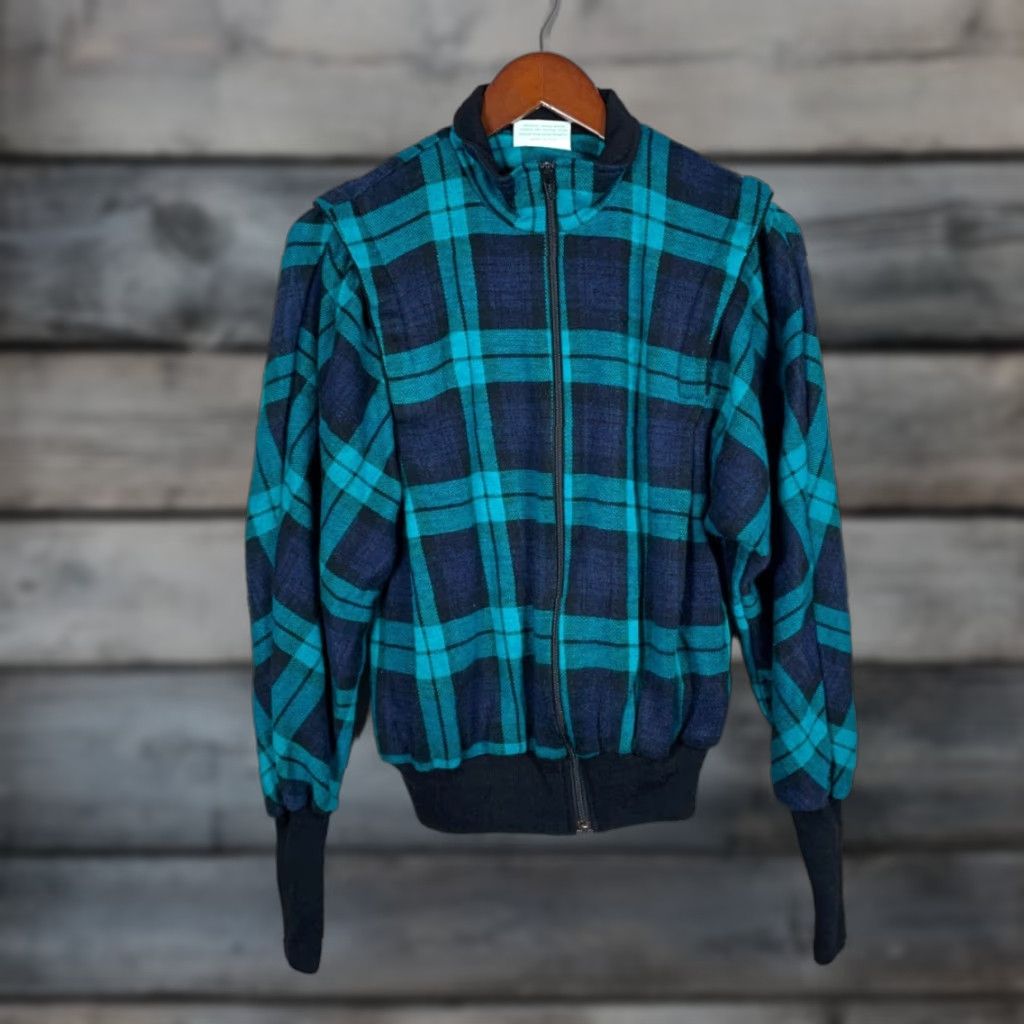 Vintage VINTAGE 80s Men's Full-Zip Cardigan Sweater Adults Small Plaid Knit Lightweight Made in USA Size US S / EU 44-46 / 1 - 1 Thumbnail