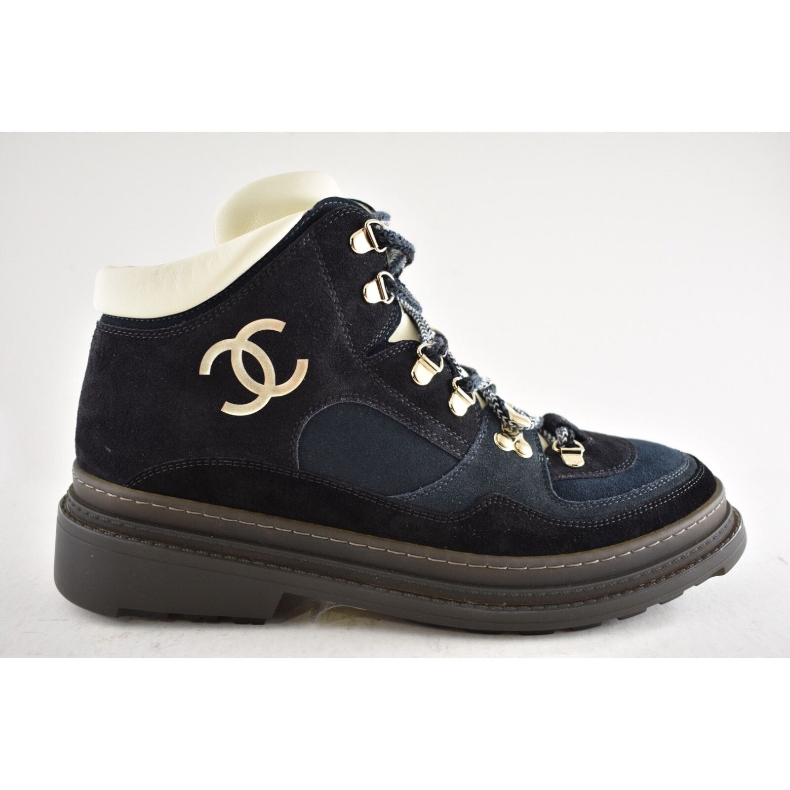 Chanel Chanel 23C Blue Black CC Combat Lace Up Tie Ankle Short Size US 12 / IT 42 - 2 Thumbnail