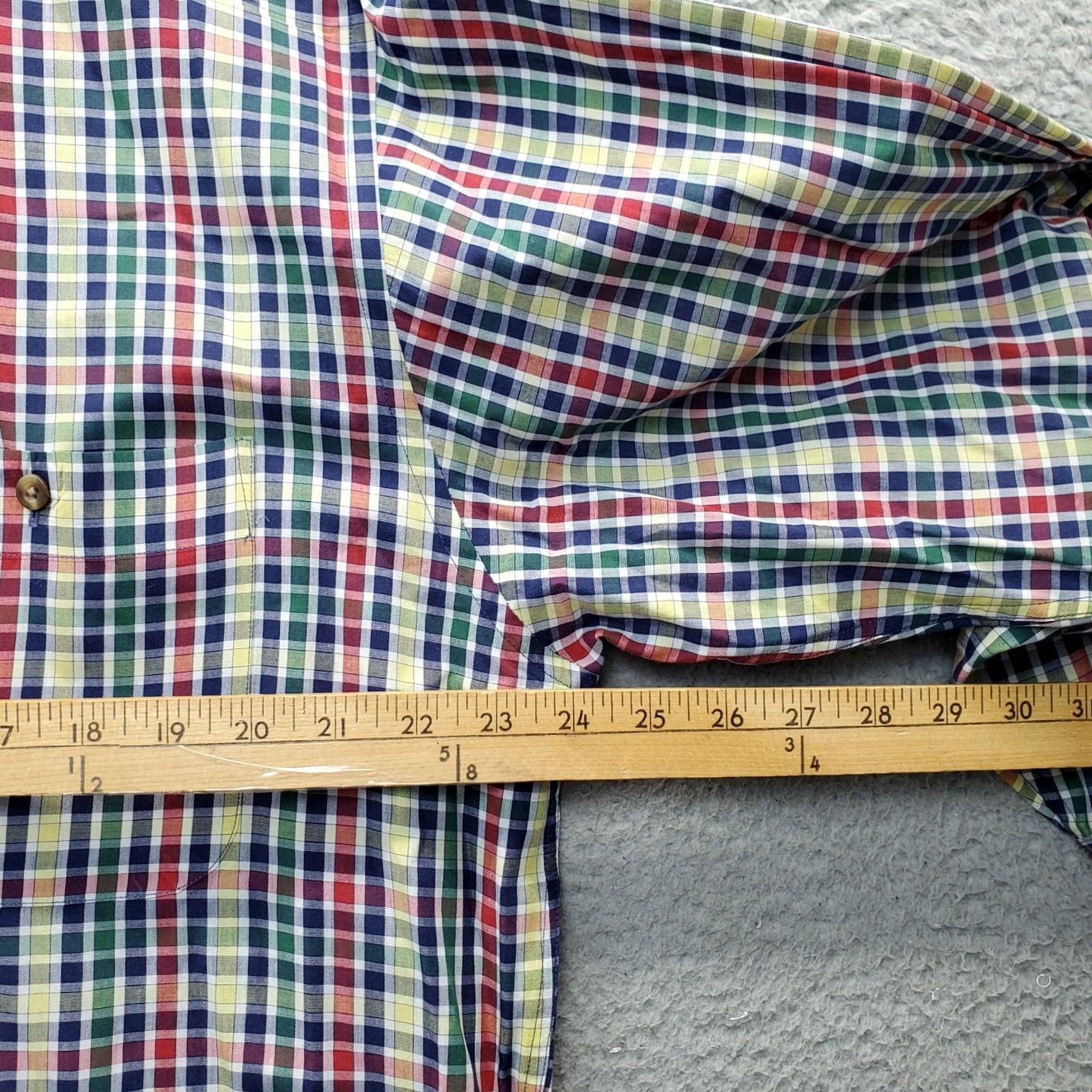 Lands' End Lands' End Dress Shirt Mens Large Multi Checkered Long Sleeve Pocket Button Down Size 42R - 4 Thumbnail