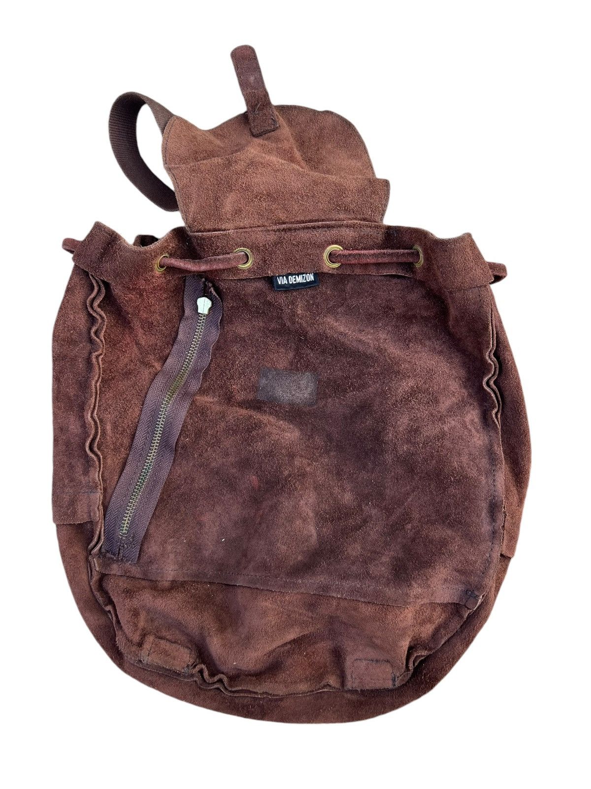 Leather Vintage 90s VIA DEMIZON Japan Suede Leather Backpack Bag Size ONE SIZE - 23 Thumbnail