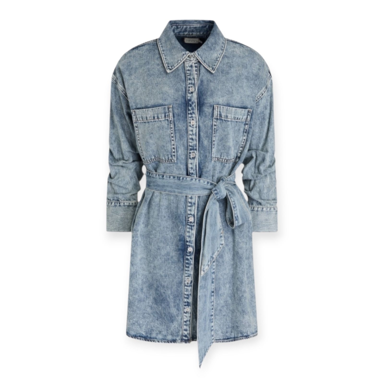 Alice + Olivia Alice + Olivia Belted Denim Mini Shirt Dress‎ Size L / US 10 / IT 46 - 1 Thumbnail