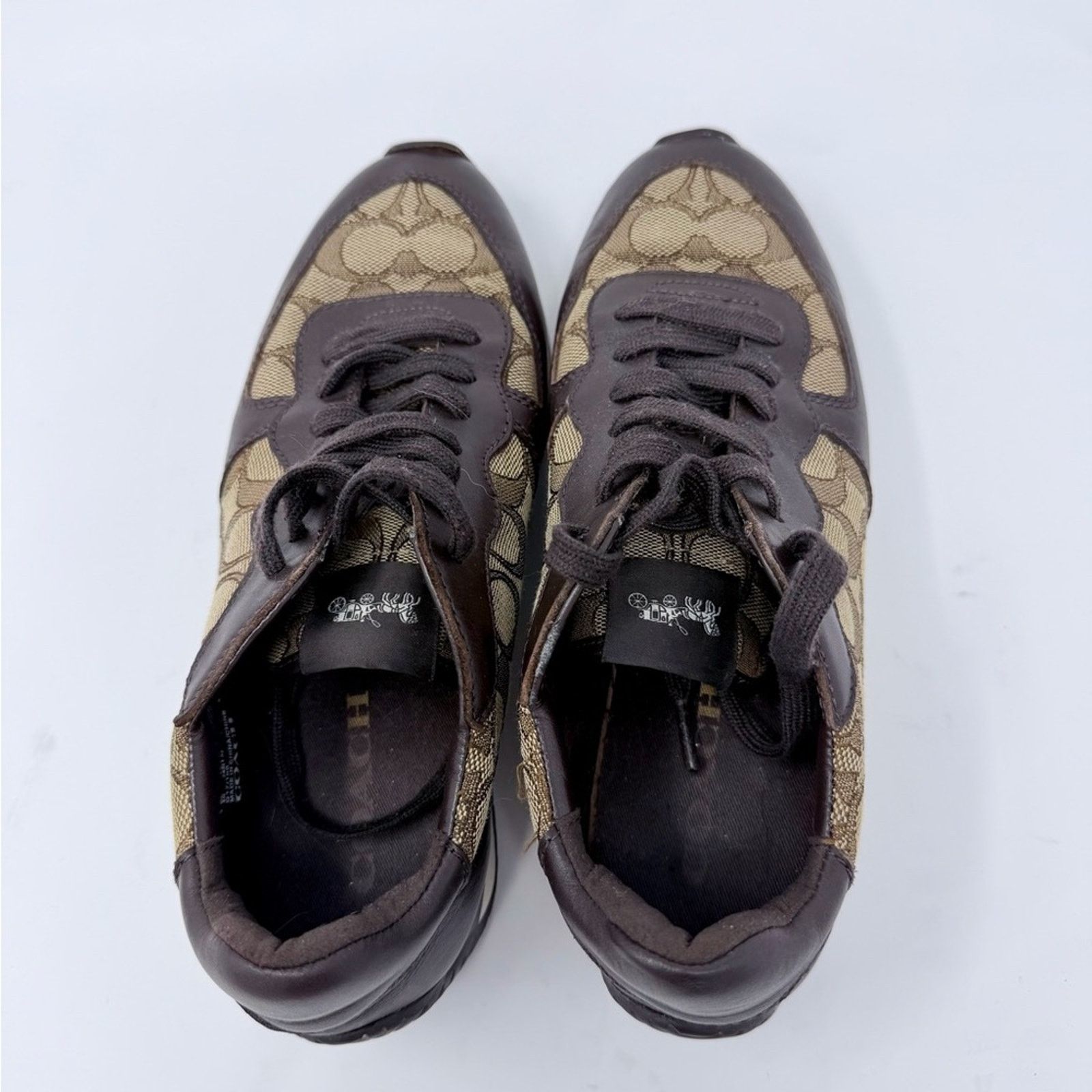 Coach Coach Farrah Signature Jacquard Brown Tan Sneakers size 8,5 Size US 8.5 / IT 38.5 - 4 Thumbnail