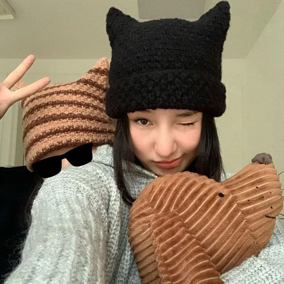 Other Knitted Cat Ear Little Devil Hat Size ONE SIZE - 1 Thumbnail