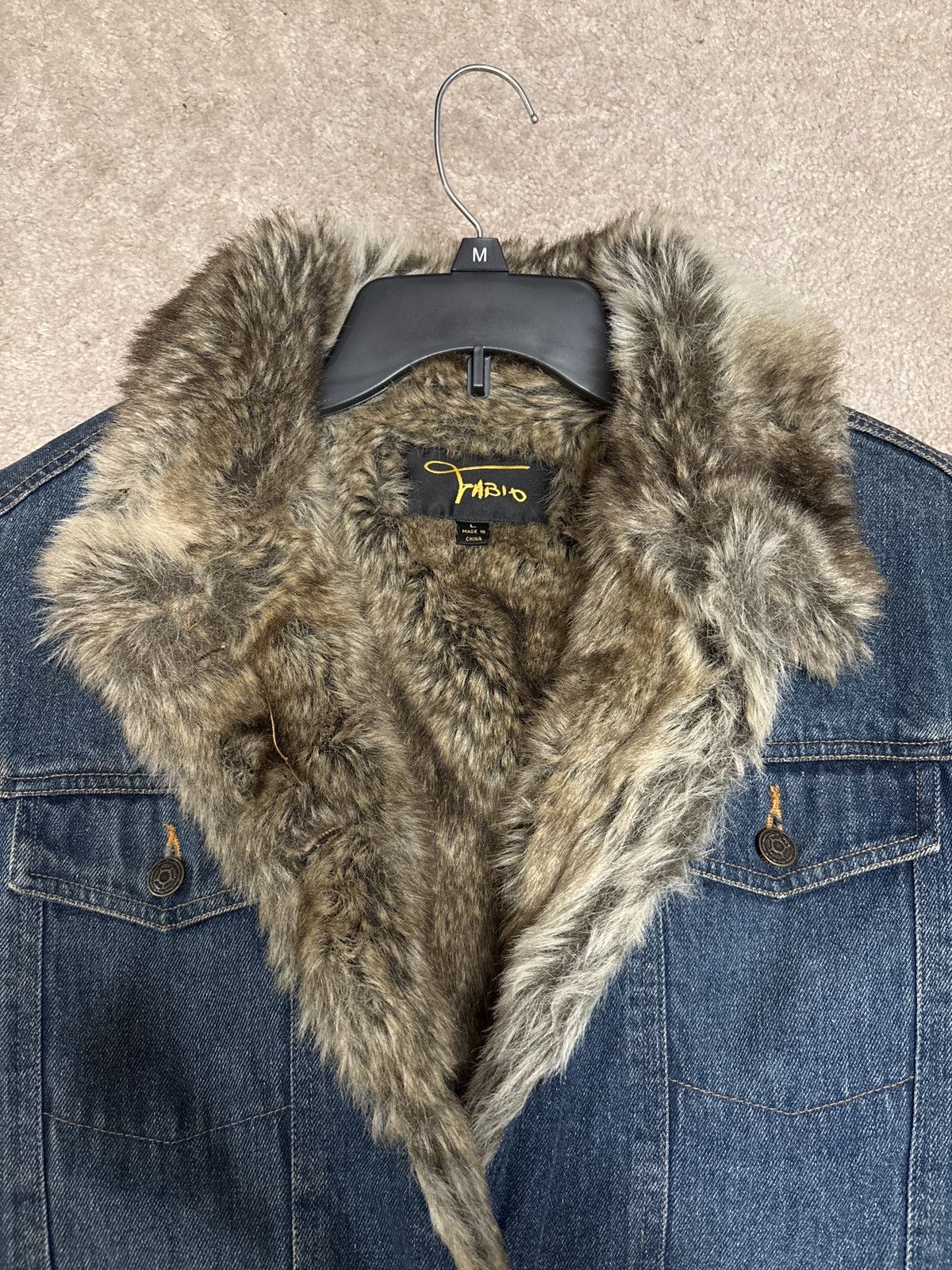 Other Fabio Denim Trucker Faux Fur Jacket Size US M / EU 48-50 / 2 - 2 Thumbnail