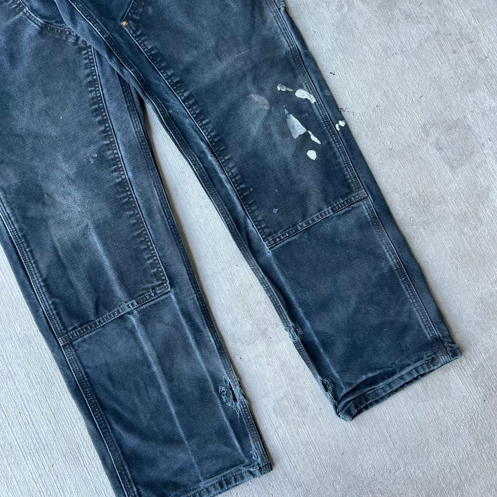 Carhartt × Vintage Carhartt faded black double knee work wear carpenter pants Size US 31 - 3 Thumbnail