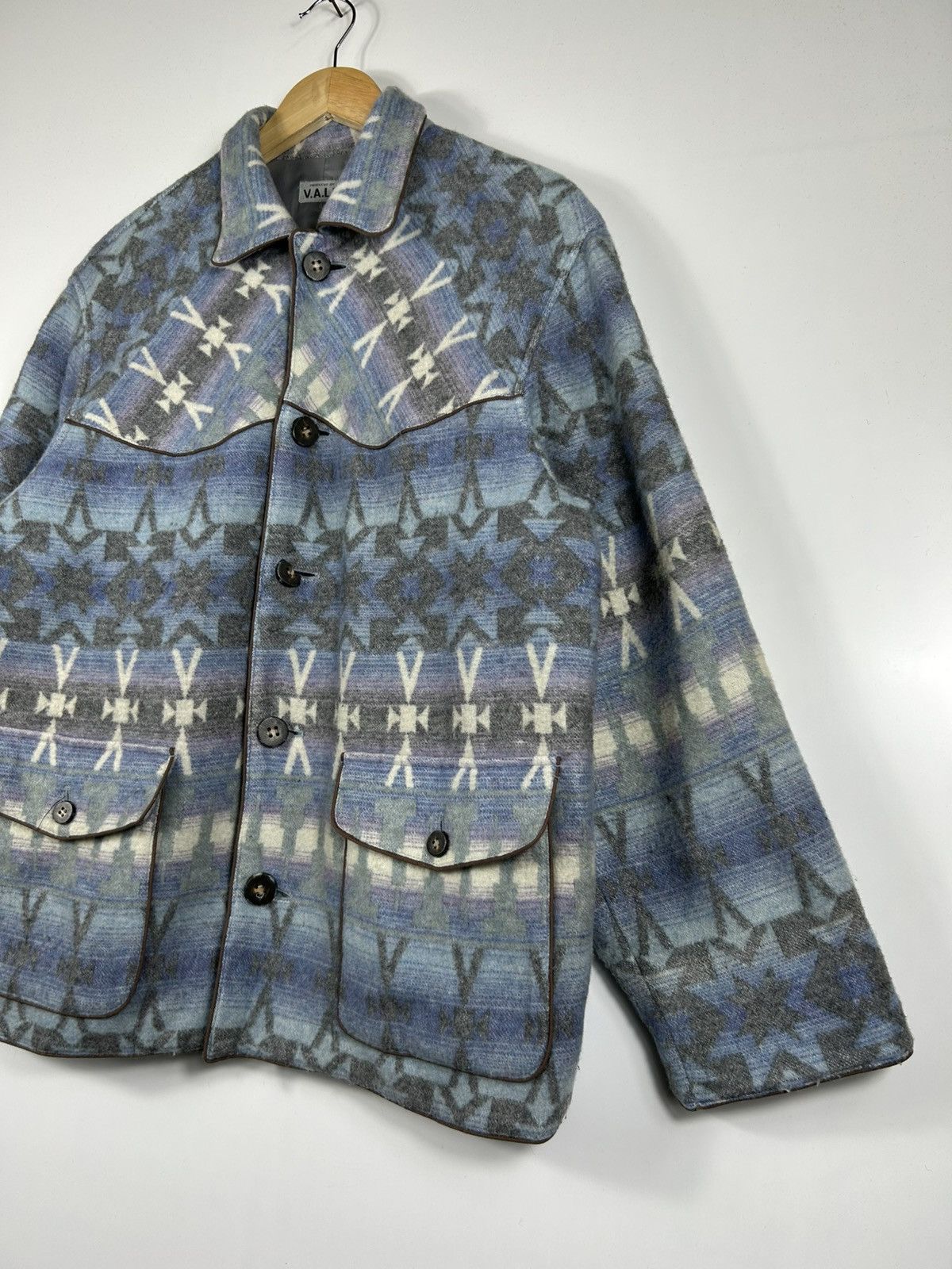 Japanese Brand × Native ⚡️Vintage V.A.L.E Western Aztec Fleece Shirt Jacket Size US M / EU 48-50 / 2 - 3 Thumbnail