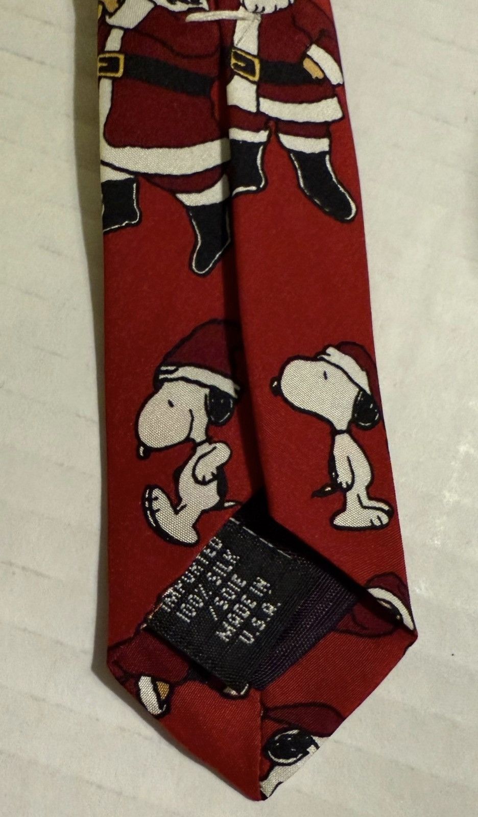 Peanuts Peanuts Snoopy & Santa Red Silk “Hang’n with Santa” Necktie Size ONE SIZE - 3 Thumbnail