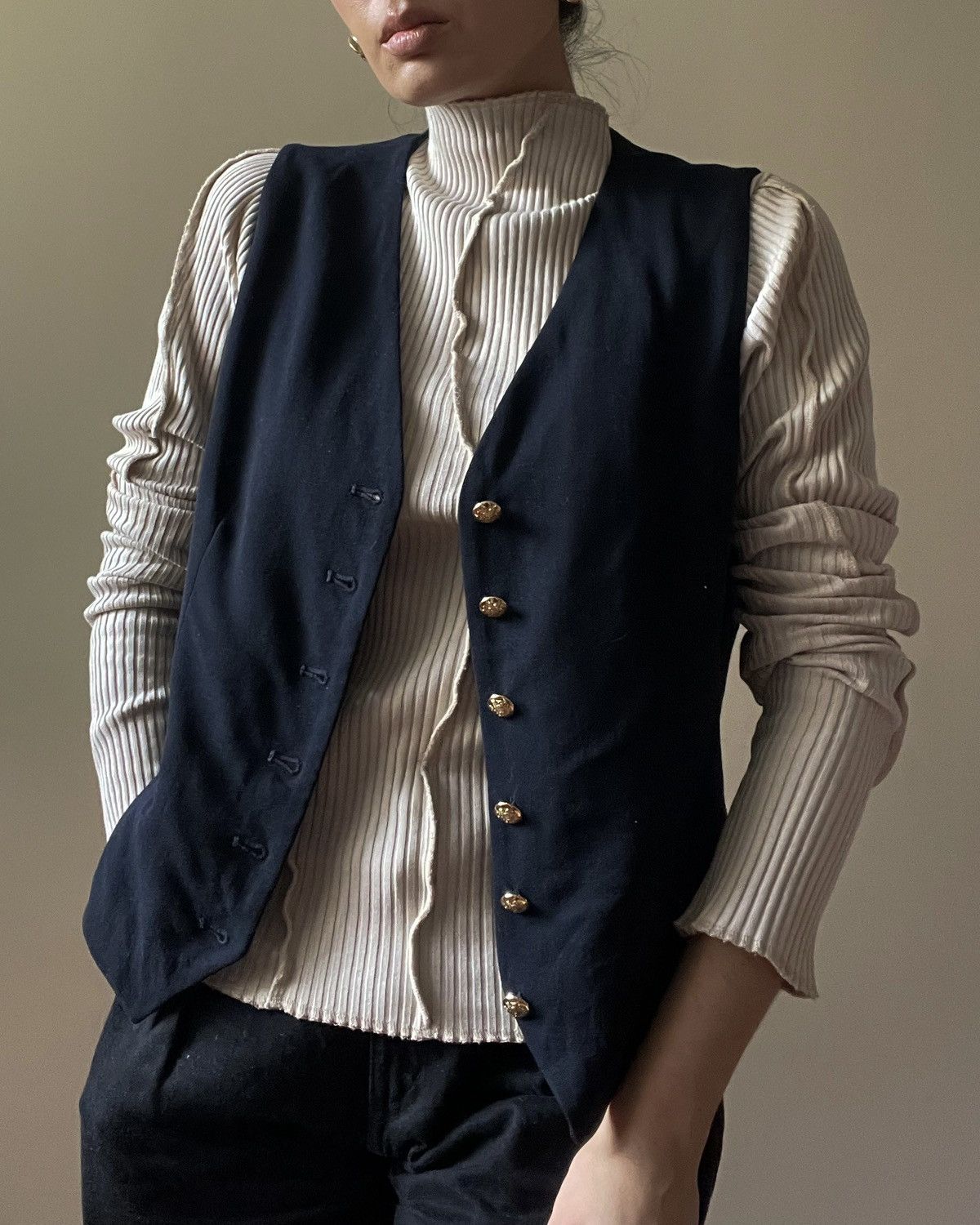 Ralph Lauren Vintage Lauren by Ralph Lauren Navy Wool Suit Vest Size XL / US 12-14 / IT 48-50 - 4 Thumbnail