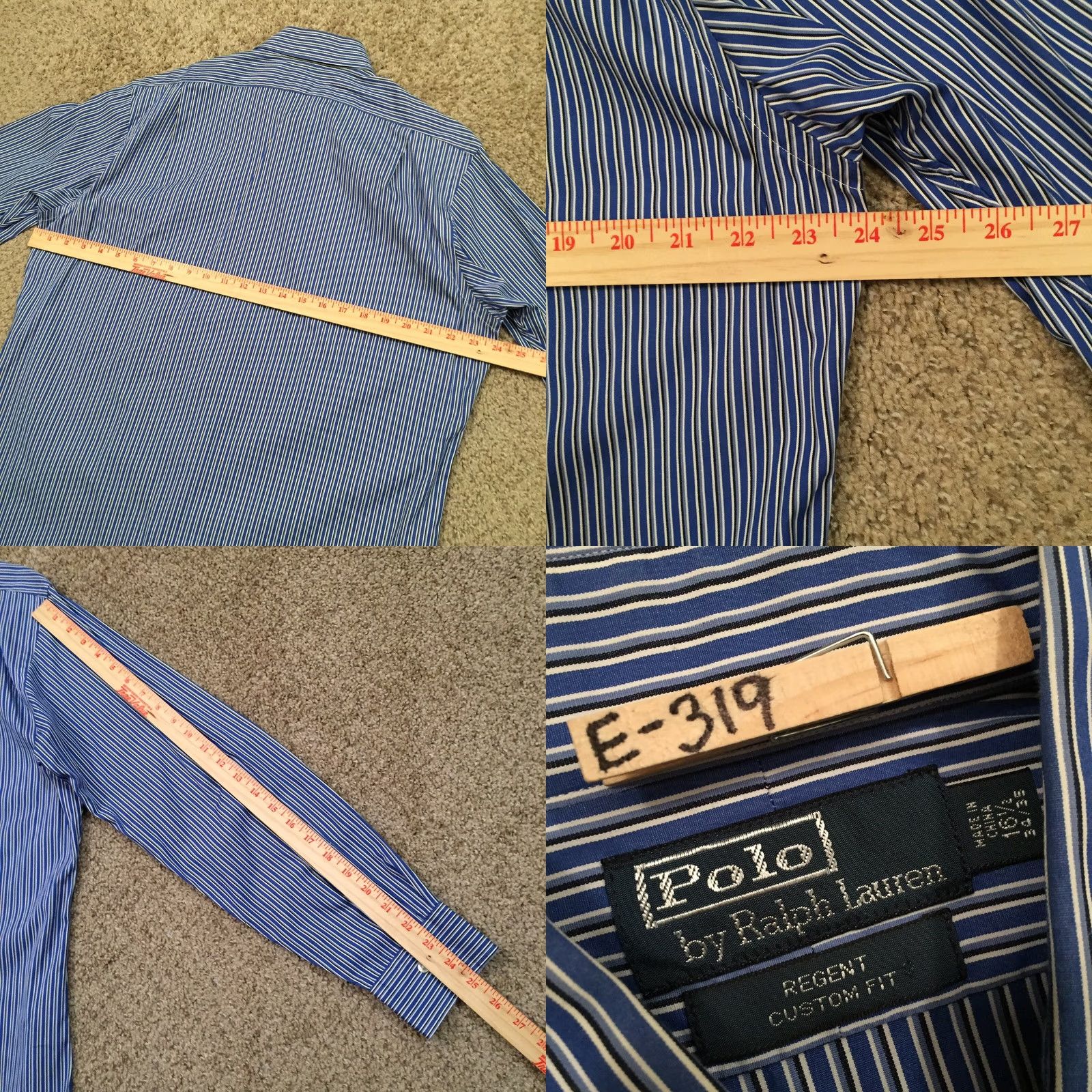 Polo Ralph Lauren Polo Ralph Lauren Men's Blue Striped Button Up Shirt Long Sleeve Regent 16.5 Size US XL / EU 56 / 4 - 8 Thumbnail