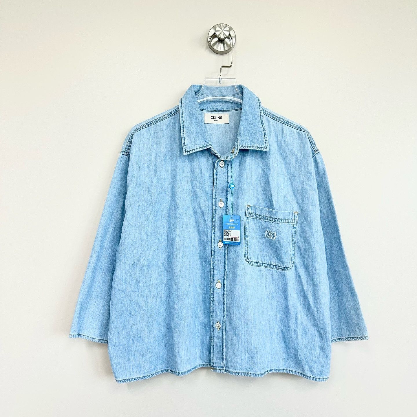 Celine CELINE Logo Embroidery Denim Button Up Size M Size M / US 6-8 / IT 42-44 - 1 Thumbnail