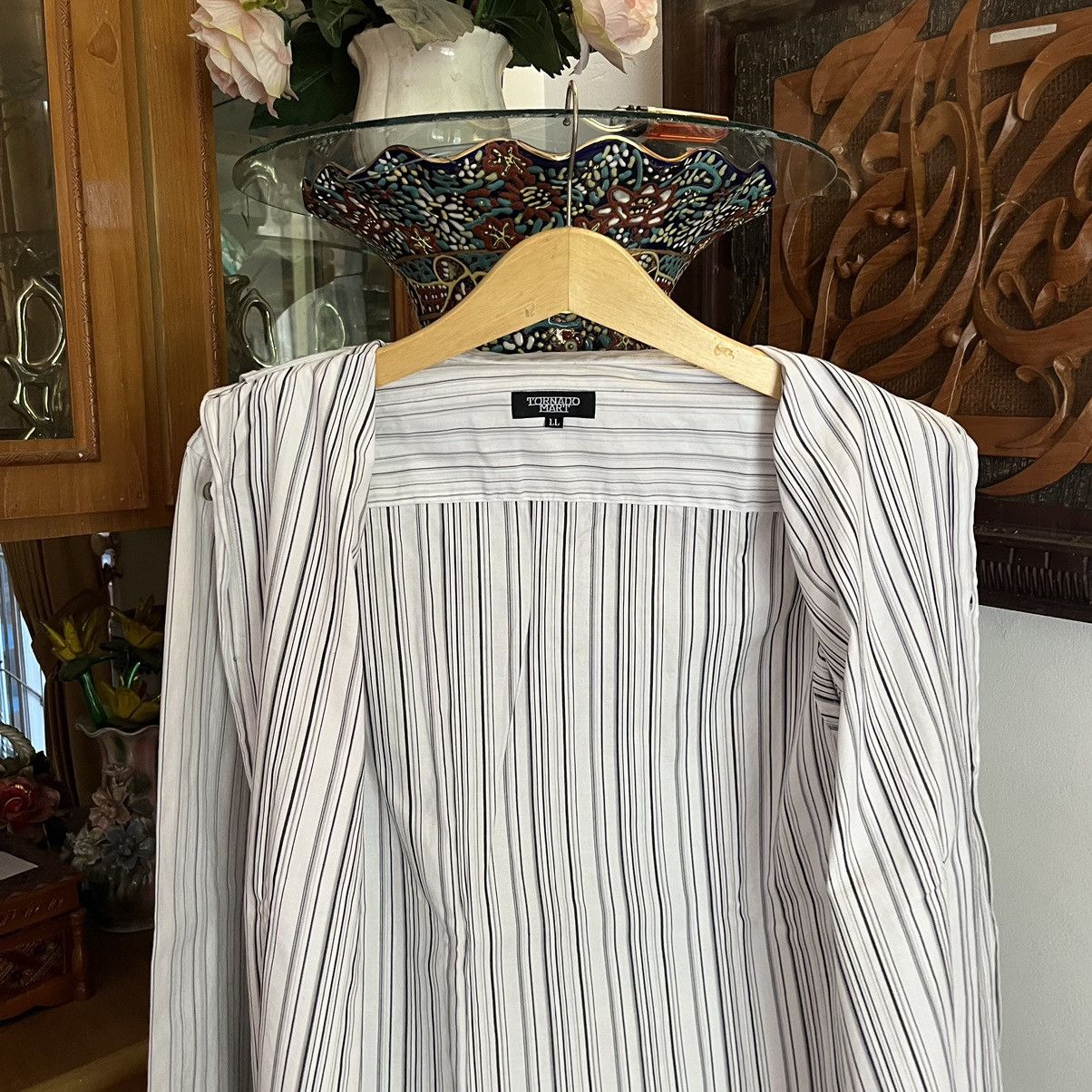 Tornado Mart Tornado Mart Reverse Double Collar Striped Shirt Size US L / EU 52-54 / 3 - 5 Thumbnail