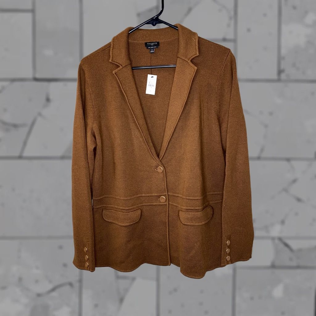 Talbots Talbots Plus Womens Sweater Size X Brown Merino Wool 2 Button NWT Size XL / US 12-14 / IT 48-50 - 1 Thumbnail
