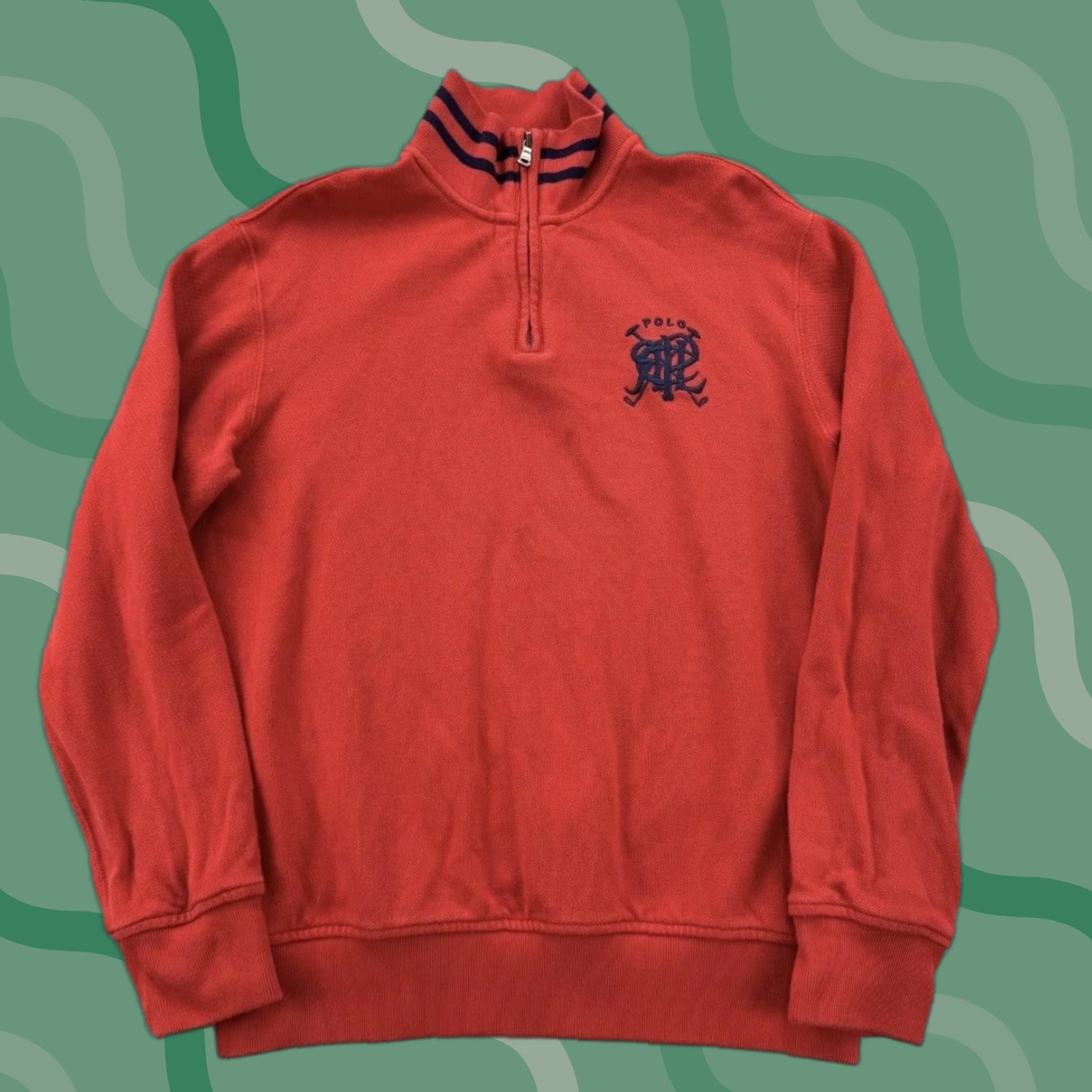 Polo Ralph Lauren Polo Ralph Lauren Sweatshirt Mens M Red 1/4 Zip Mock Neck Pullover Logo Sweatshirt Size US M / EU 48-50 / 2 - 1 Thumbnail