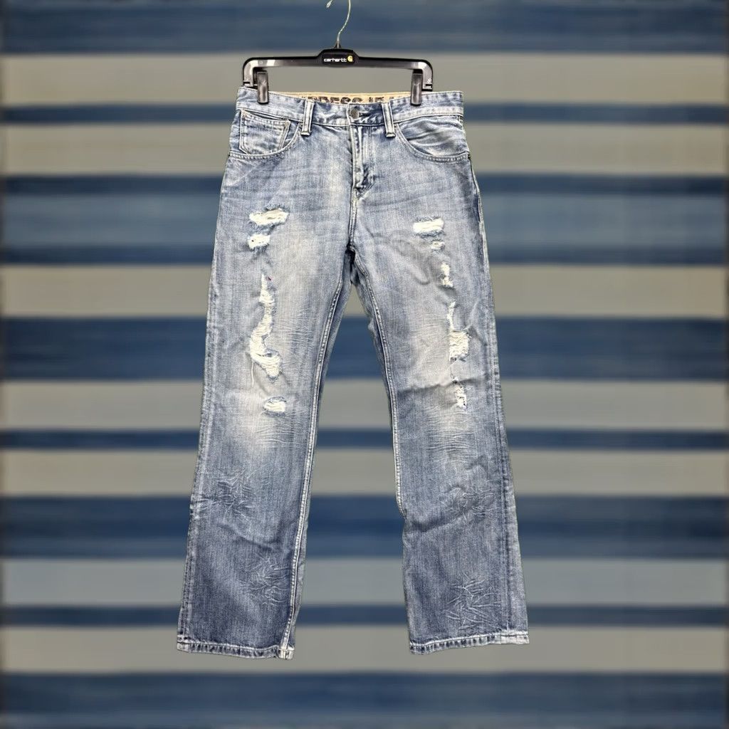 Express Express Kingston Jeans Men 32x32 Blue Classic Bootcut Distressed Pockets Jeans Size US 32 / EU 48 - 1 Thumbnail