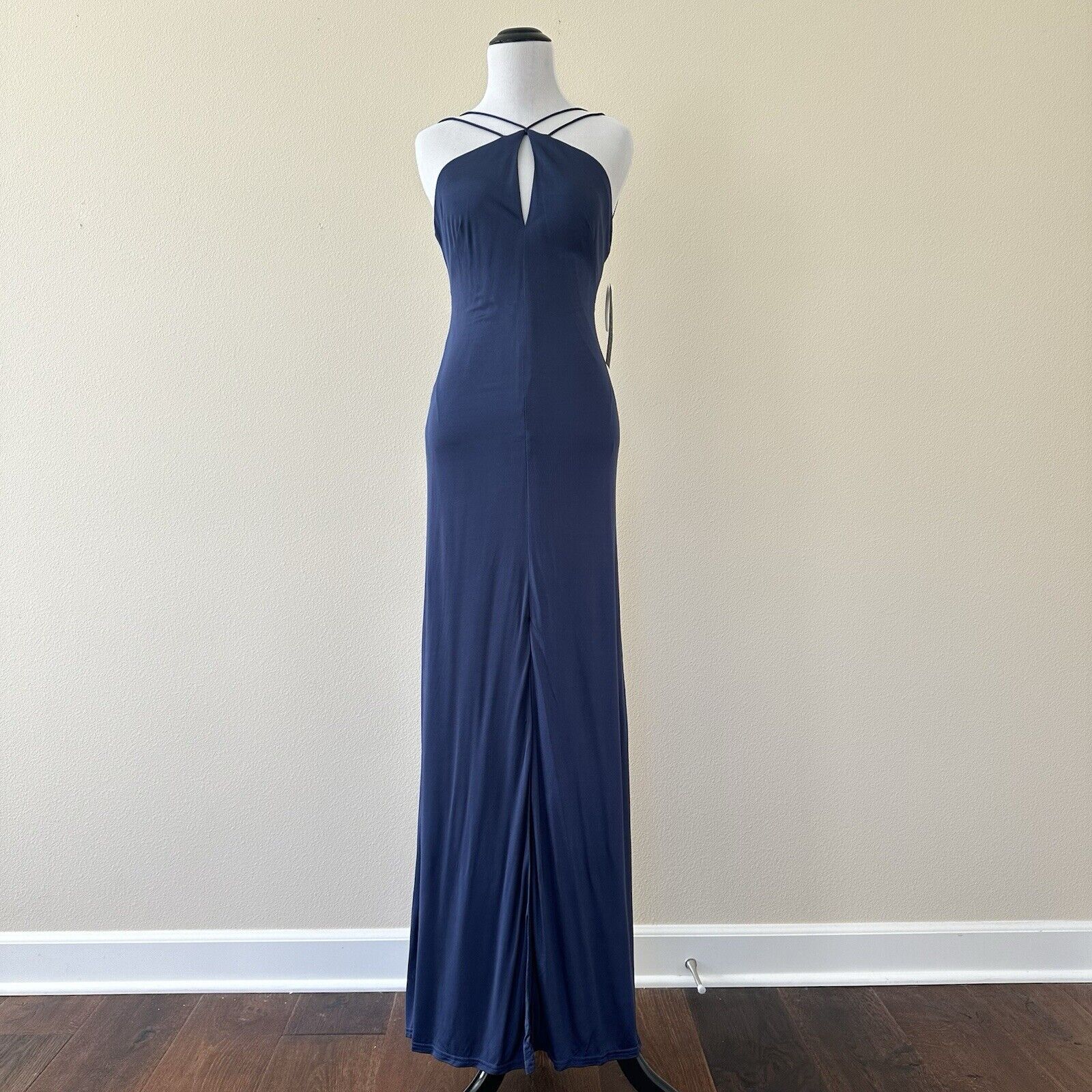 Other Aidan Mattox Navy Halter Cutout Formal Dress Size US2 NWT Size XS / US 0-2 / IT 36-38 - 1 Thumbnail