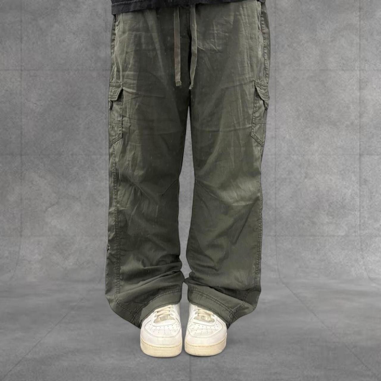 Vintage Crazy Vintage Y2K/2000s Super Baggy Grey Cargo Pants With Adjustable Waist! Size US 34 / EU 50 - 1 Thumbnail
