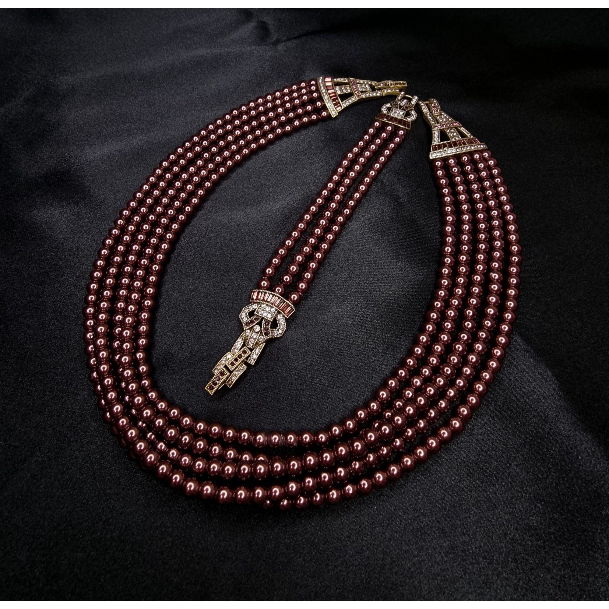 Vintage Heidi Daus Multi-Strand Burgundy Pearl Necklace Bracelet Size ONE SIZE - 2 Thumbnail