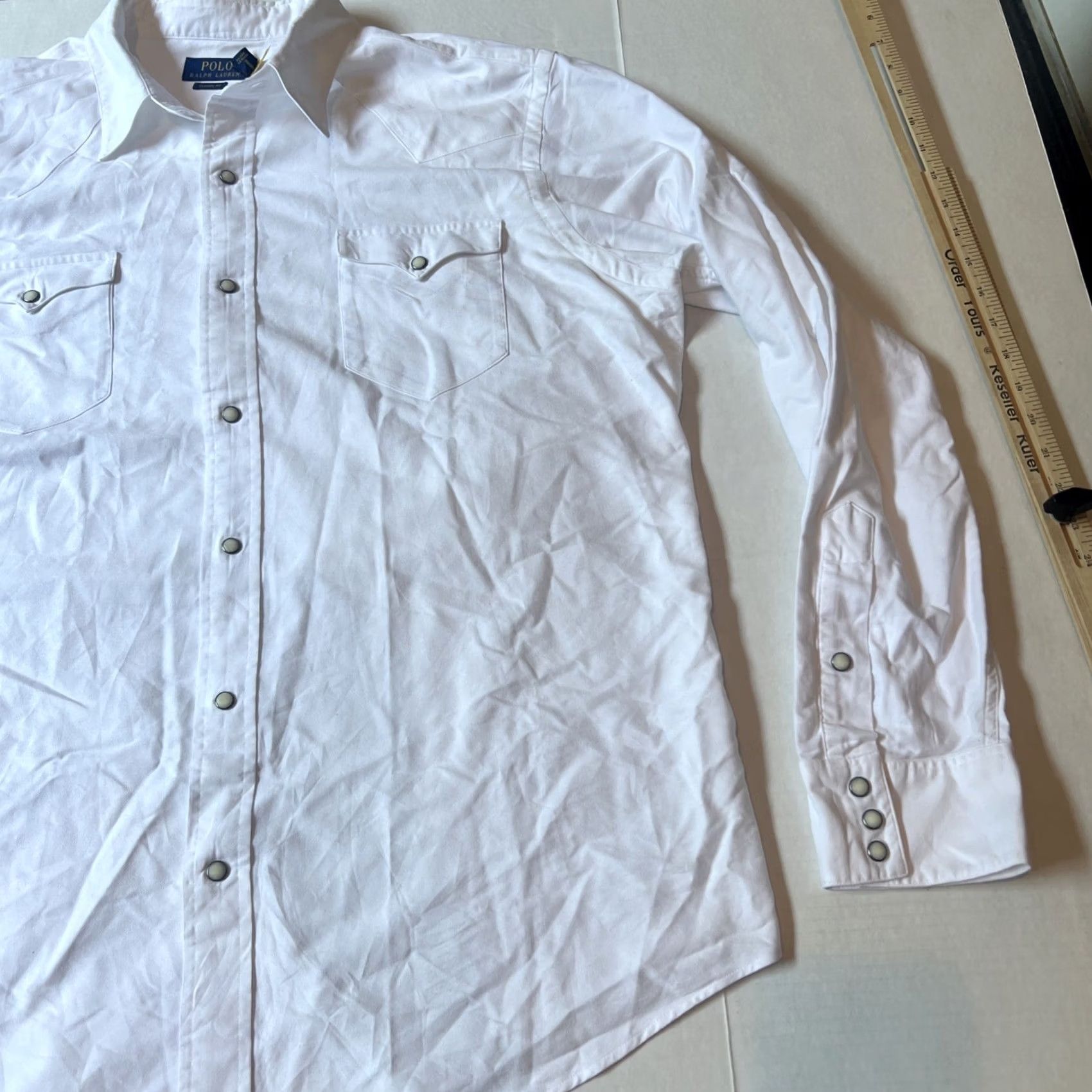 Vintage VINTAGE Polo Shirt 2XL White Pearl Snaps Long Sleeve Western Wear Rockabilly Mens Size US XXL / EU 58 / 5 - 3 Thumbnail