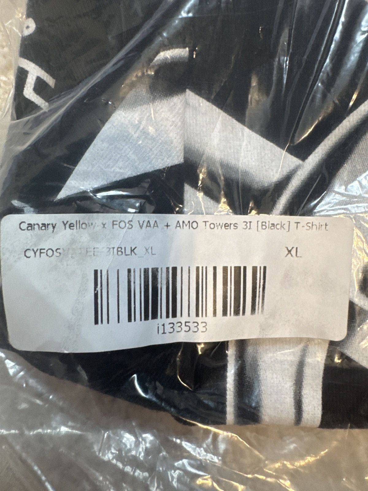Champion × Off-White Canary Yellow FOS VAA AMO Towers Black T-Shirt Abloh XL Size US XL / EU 56 / 4 - 5 Thumbnail