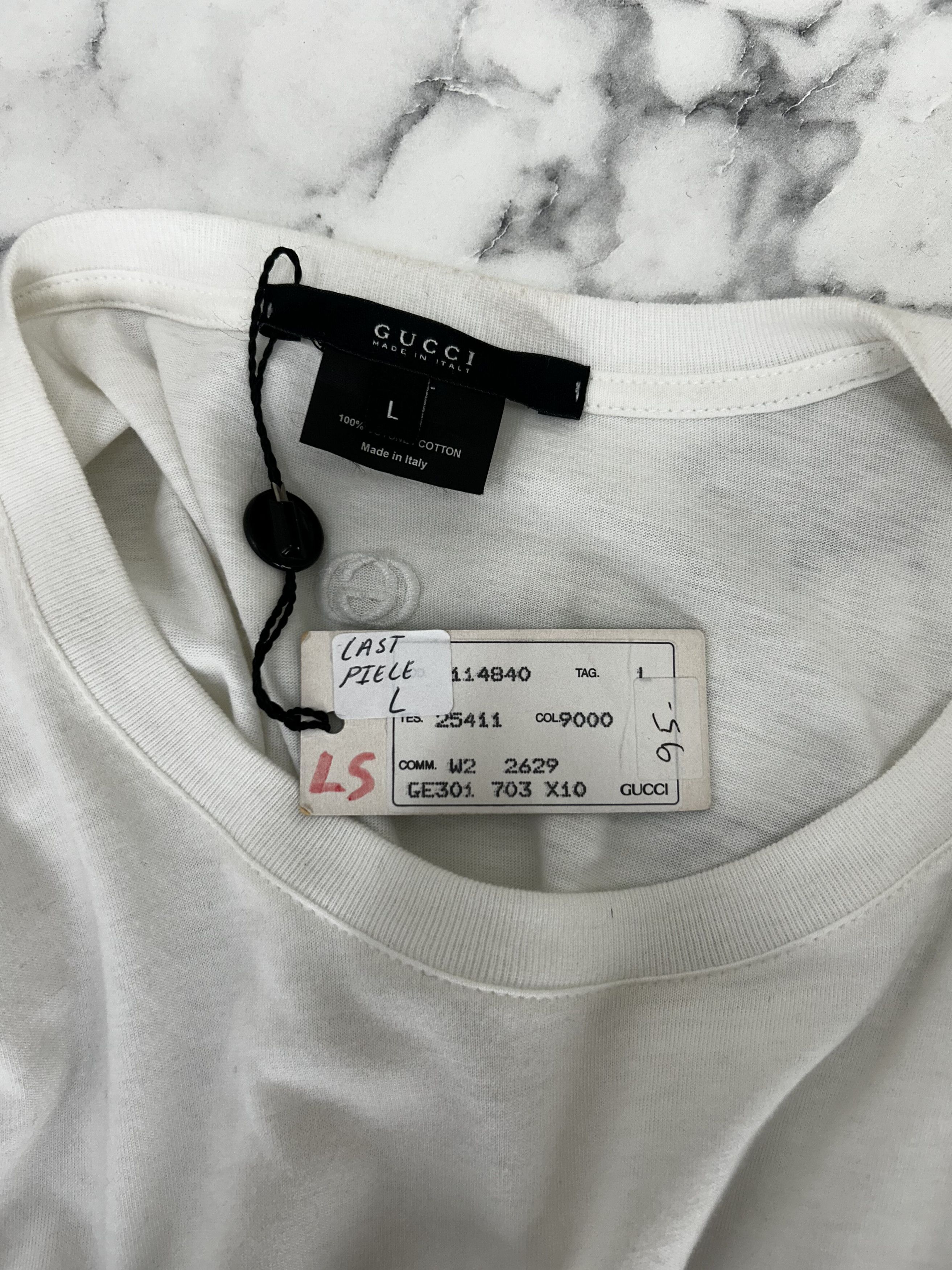 Gucci White Long Sleeve T-Shirt With Interlocked GG