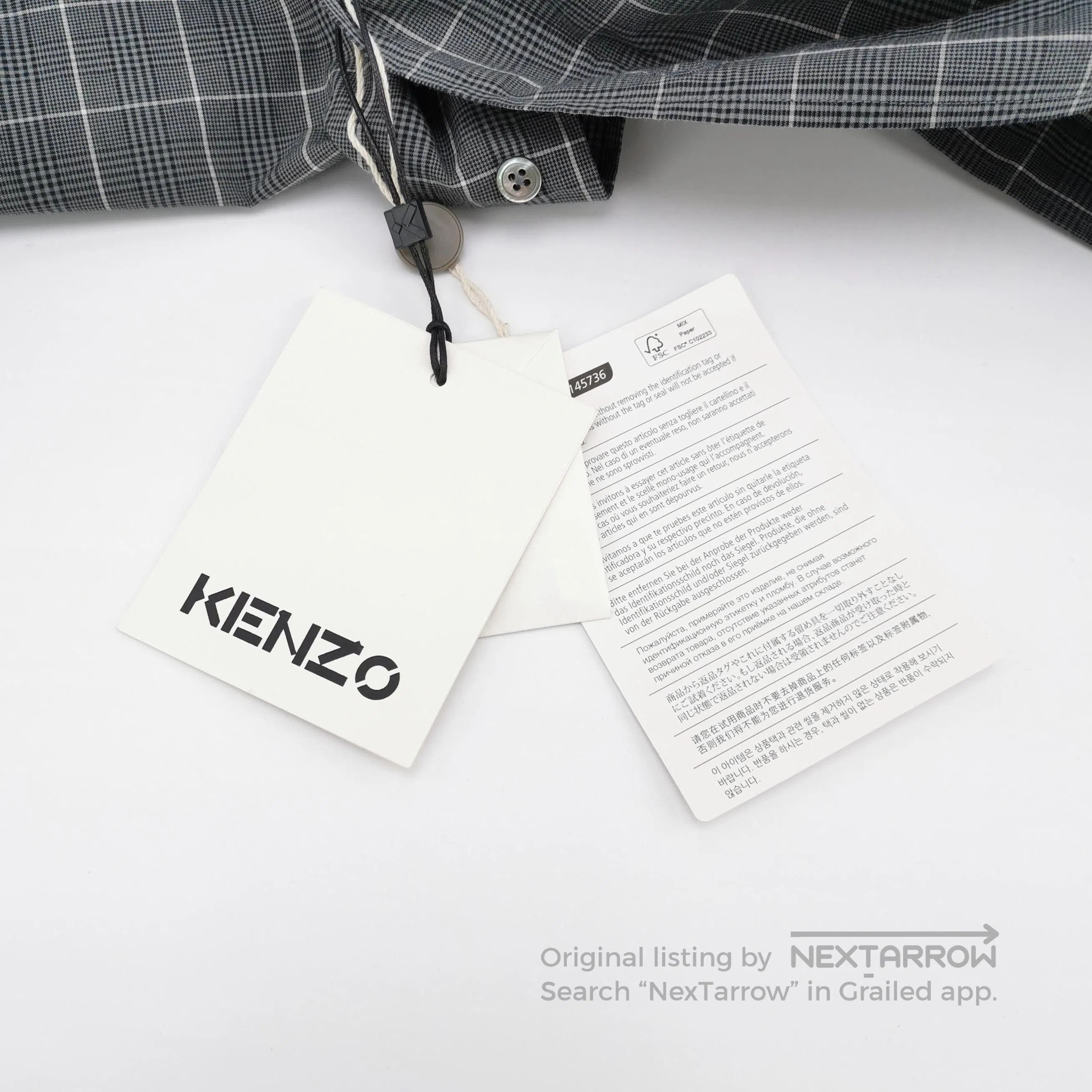 Kenzo Kenzo Gray Plaid Cotton Logo Shirt S. Size US L / EU 52-54 / 3 - 1 Thumbnail